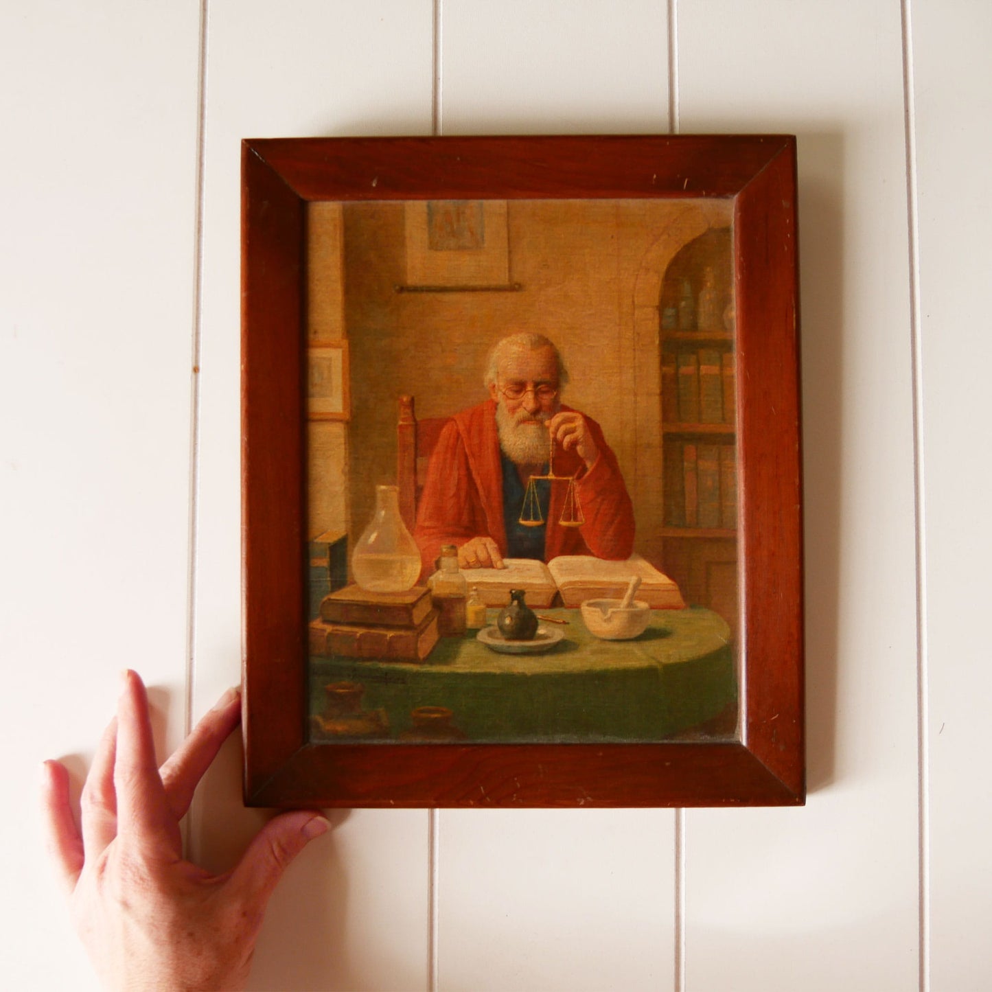 Vintage Medicine Man Frame Lithograph, Vintage Framed Lithograph, Vintage Medicine Man Artwork, Vintage Nautical Artwork, Vintage Old Man Artwork, Vintage Apothecary Artwork
