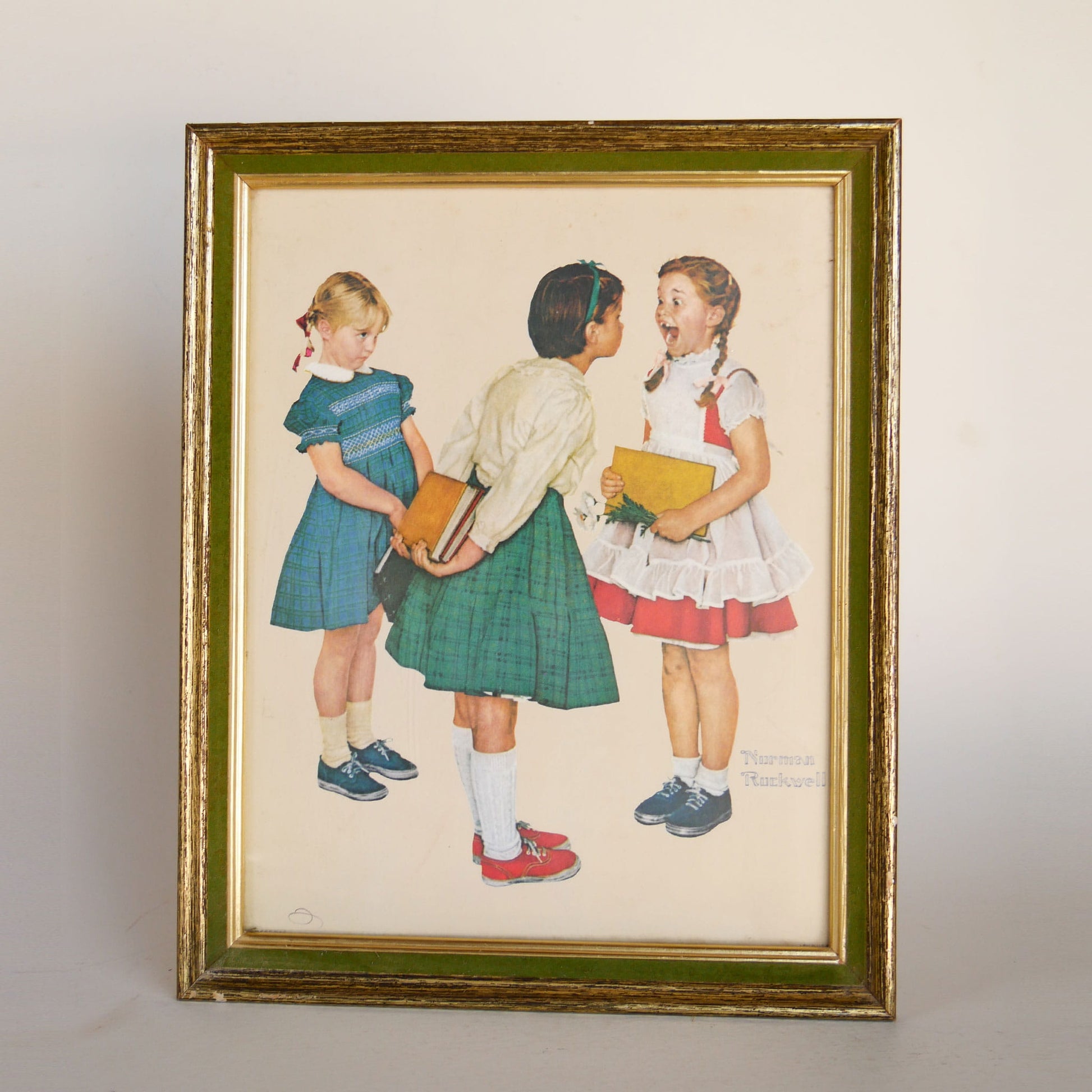1950s Framed Norman Rockwell "Missing Tooth" Print, Vintage Norman Rockwell Kids Print, VIntage Framed Norman Rockwell Print, Vintage Retro Kids Print, Vintage Retro Artwork, Vintage Missing Tooth Print
