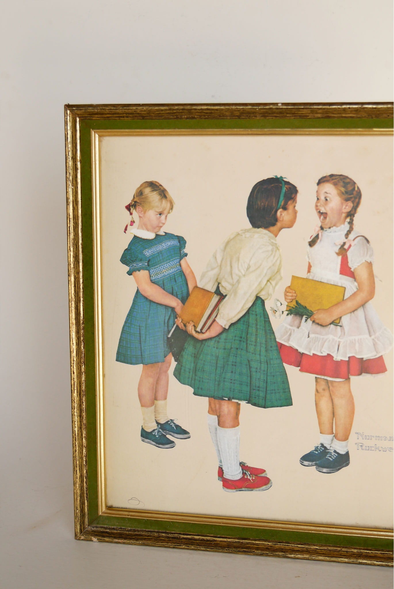 1950s Framed Norman Rockwell "Missing Tooth" Print, Vintage Norman Rockwell Kids Print, VIntage Framed Norman Rockwell Print, Vintage Retro Kids Print, Vintage Retro Artwork, Vintage Missing Tooth Print