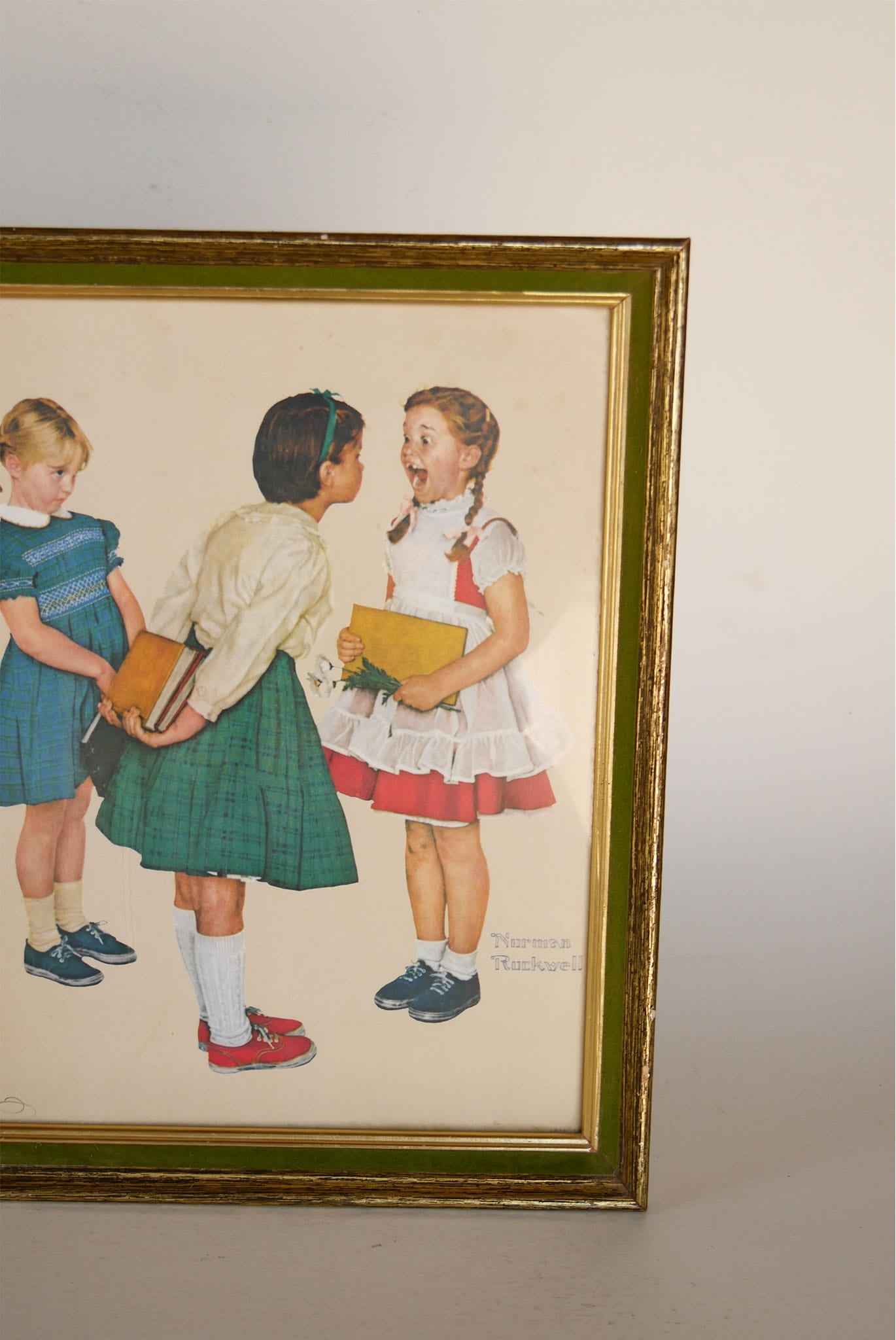 1950s Framed Norman Rockwell "Missing Tooth" Print, Vintage Norman Rockwell Kids Print, VIntage Framed Norman Rockwell Print, Vintage Retro Kids Print, Vintage Retro Artwork, Vintage Missing Tooth Print