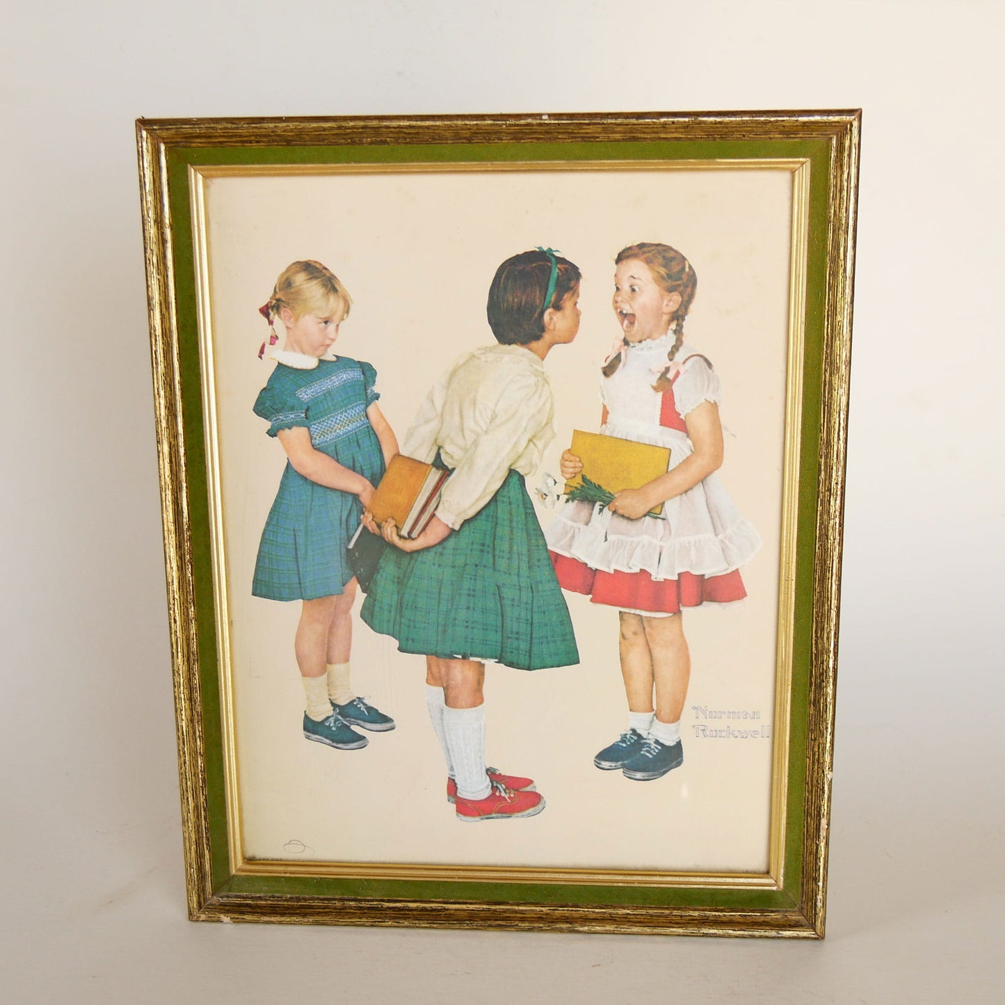 1950s Framed Norman Rockwell "Missing Tooth" Print, Vintage Norman Rockwell Kids Print, VIntage Framed Norman Rockwell Print, Vintage Retro Kids Print, Vintage Retro Artwork, Vintage Missing Tooth Print