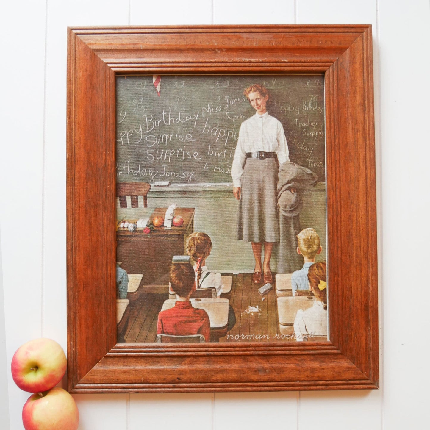 Vintage Framed Norman Rockwell School Teacher Print, Vintage Norman Rockwell Print