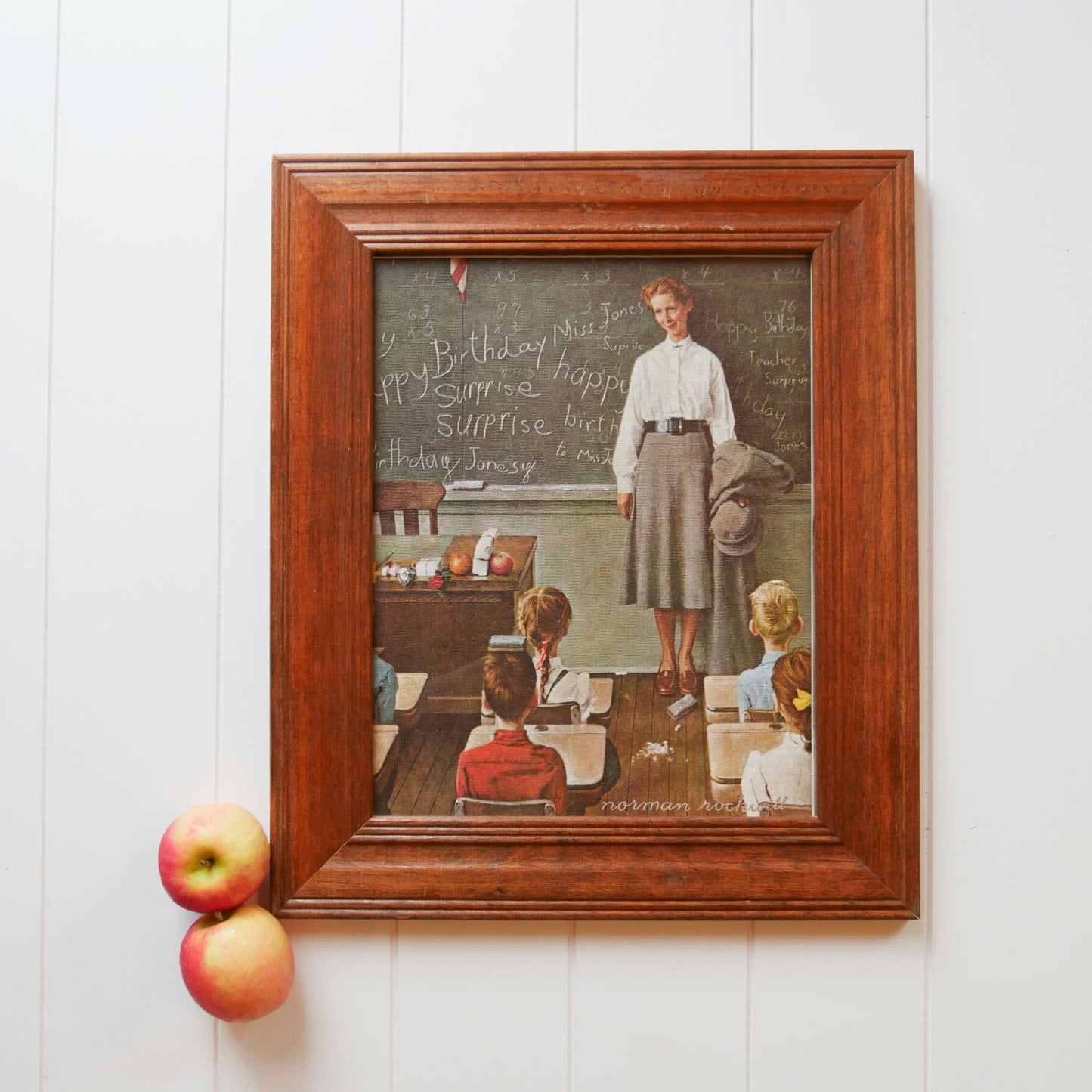 Vintage Framed Norman Rockwell School Teacher Print, Vintage Norman Rockwell Print