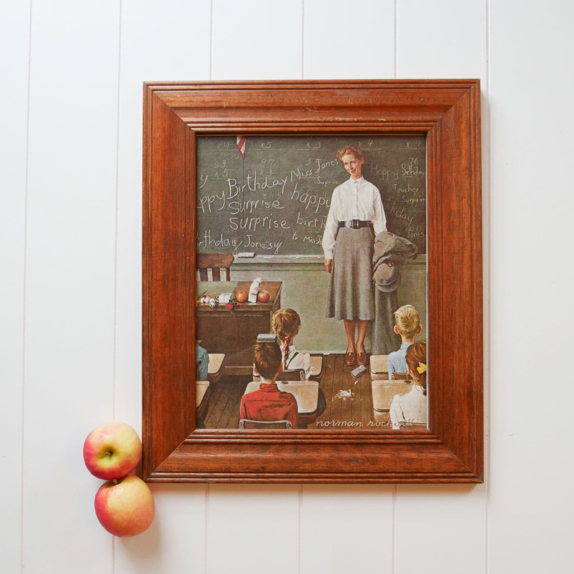 Vintage Framed Norman Rockwell School Teacher Print, Vintage Norman Rockwell Print