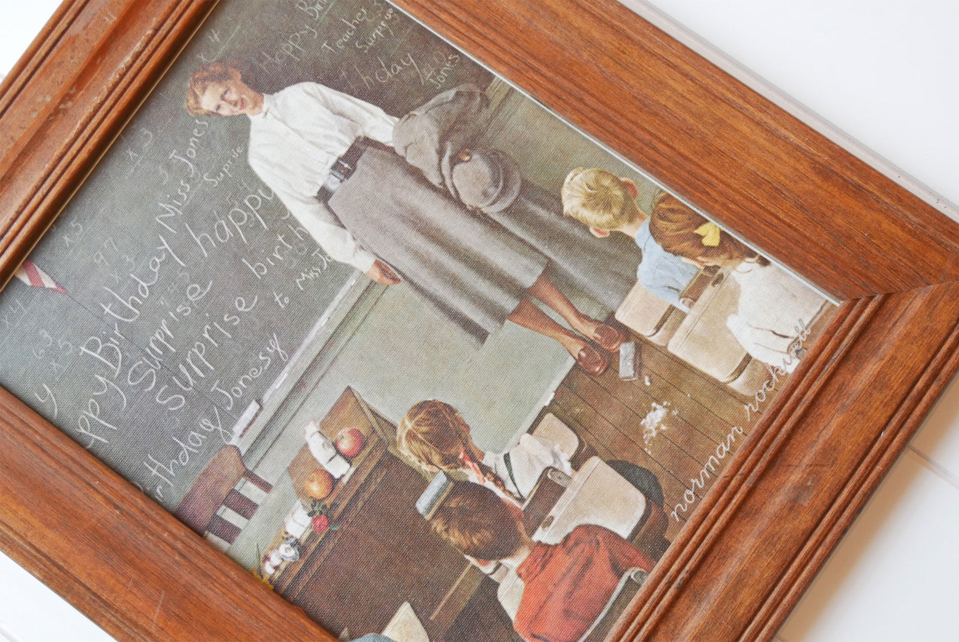 Vintage Framed Norman Rockwell School Teacher Print, Vintage Norman Rockwell Print