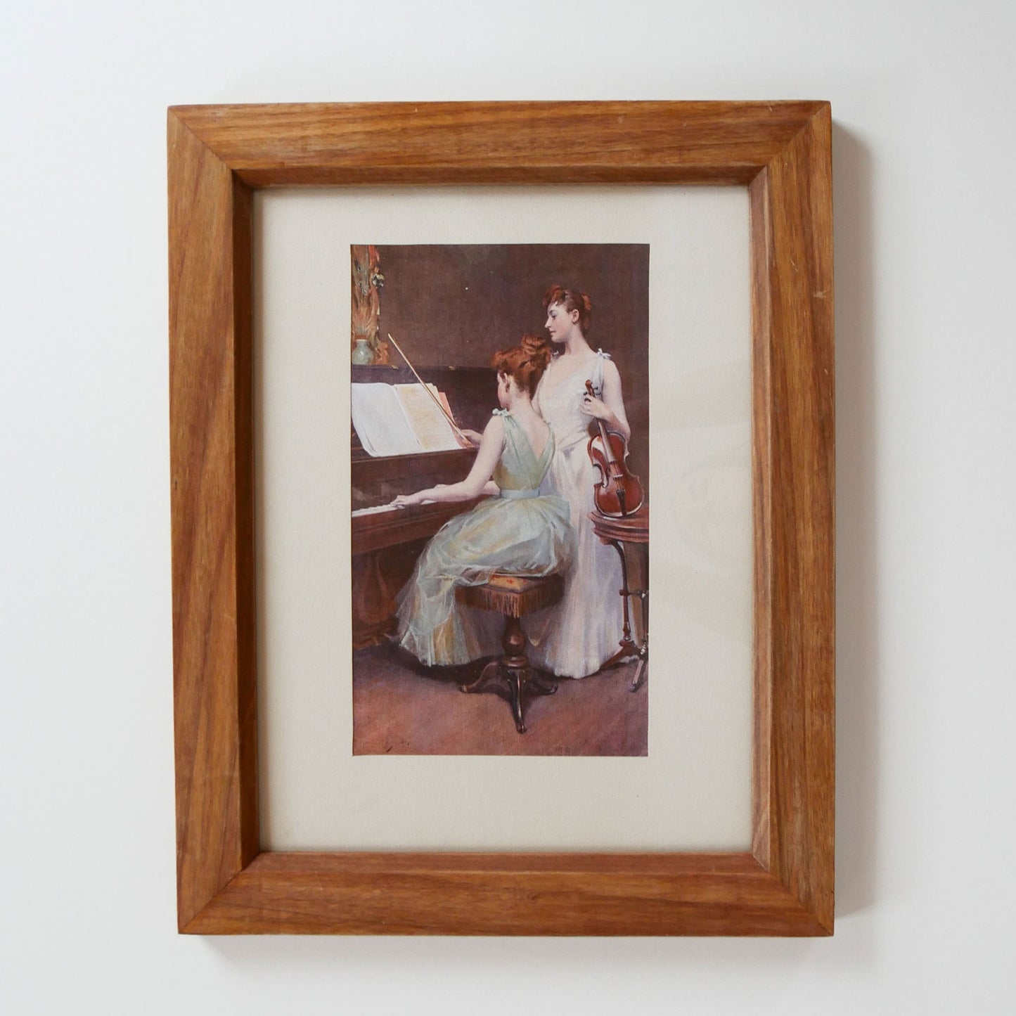 Vintage Framed ' The Sonata' Print by Irving Ramsay Wiles, The Piano Girls, Vintage Artwork, Vintage Wall Decor, Vintage Piano Print, Vintage HOme Decor