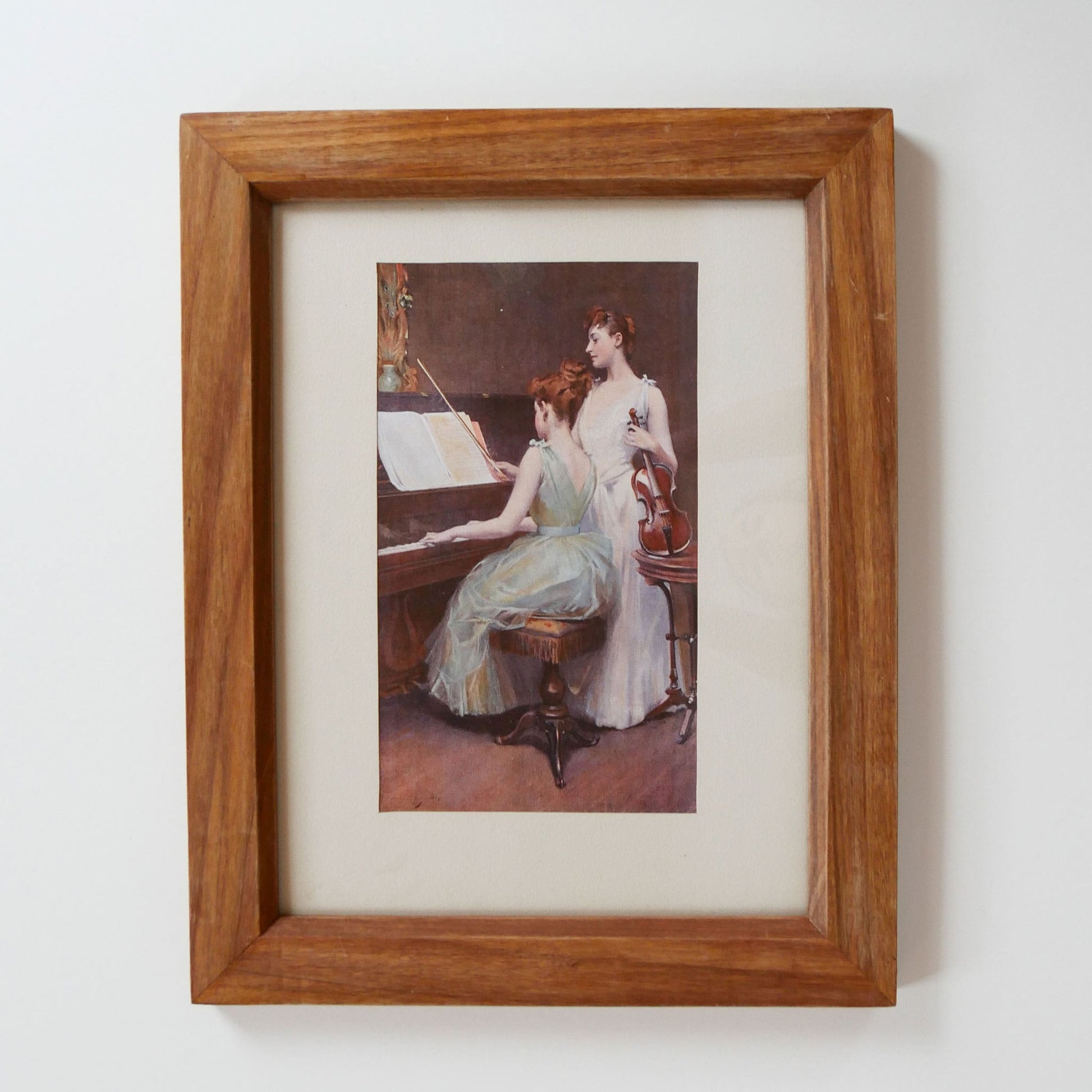 Vintage Framed ' The Sonata' Print by Irving Ramsay Wiles, The Piano Girls, Vintage Artwork, Vintage Wall Decor, Vintage Piano Print, Vintage HOme Decor