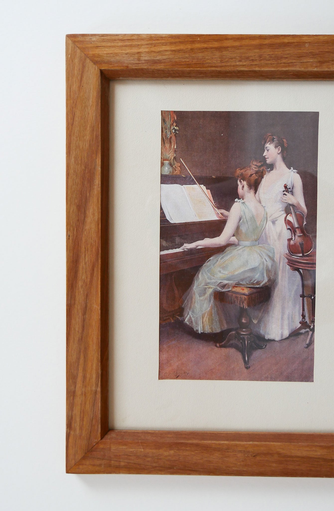 Vintage Framed ' The Sonata' Print by Irving Ramsay Wiles, The Piano Girls, Vintage Artwork, Vintage Wall Decor, Vintage Piano Print, Vintage HOme Decor