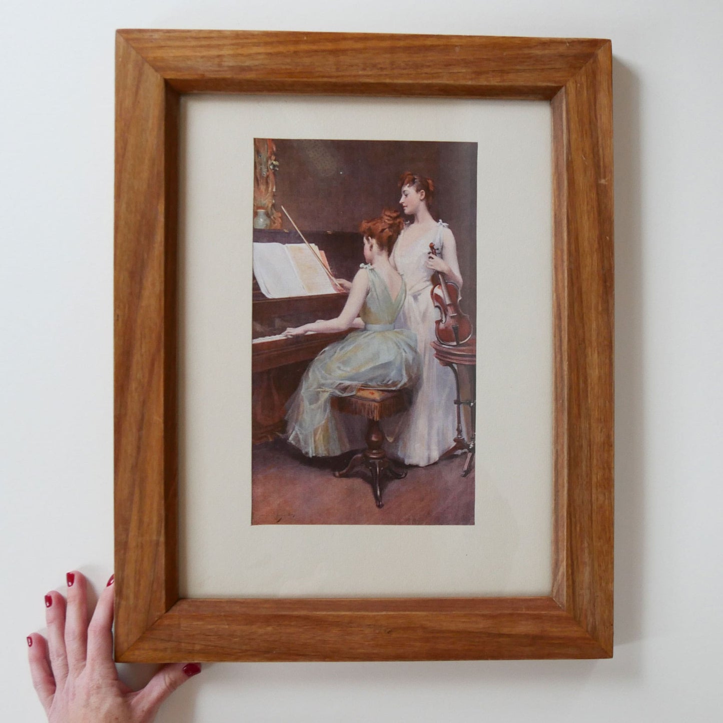 Vintage Framed ' The Sonata' Print by Irving Ramsay Wiles, The Piano Girls, Vintage Artwork, Vintage Wall Decor, Vintage Piano Print, Vintage HOme Decor