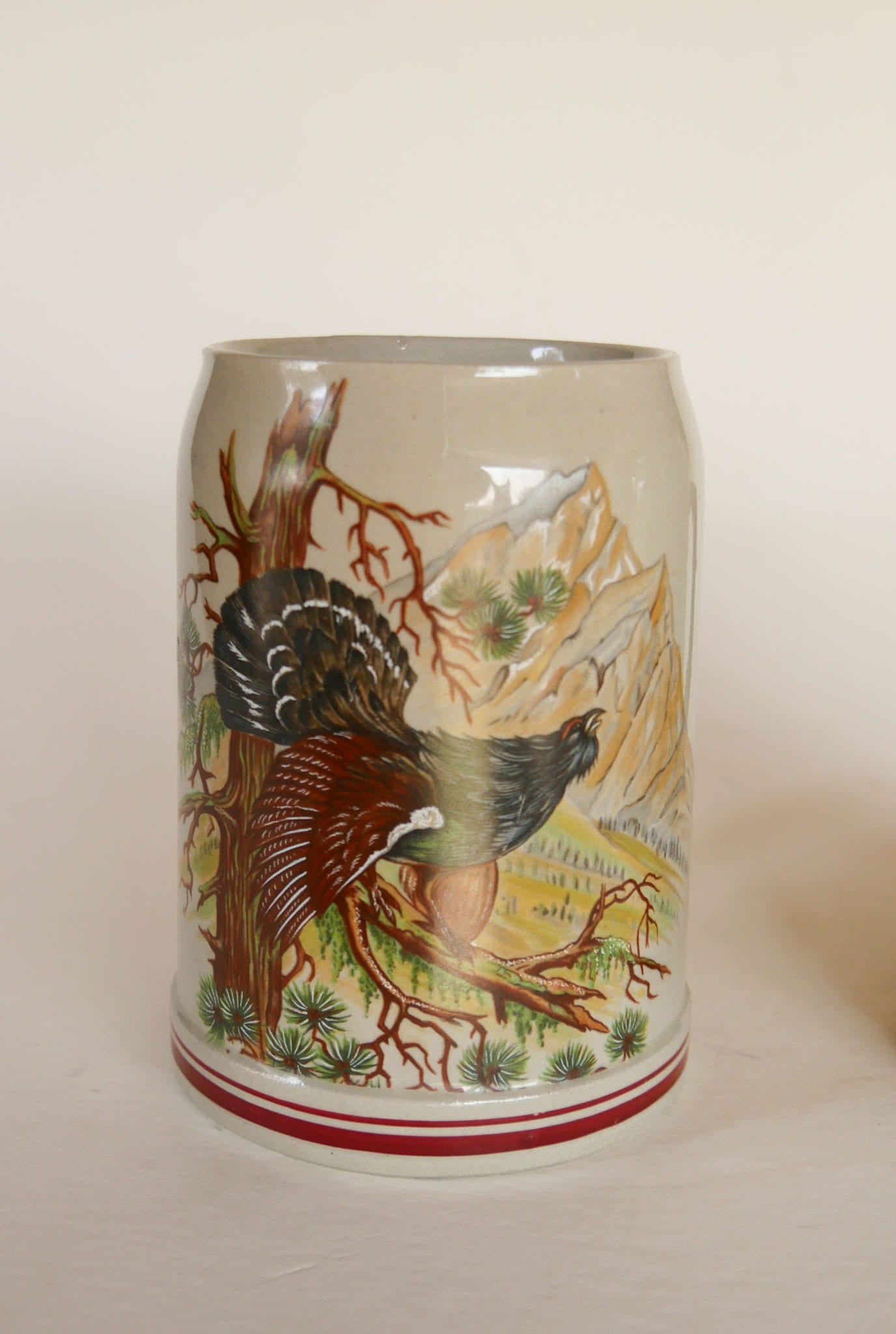 Vintage German Stoneware Beer, Vintage Woodland Stoneware, Vintage Turkey Mug, Vintage Hog Mug, Vintage Beer Mugs,  Vintage Stoneware Mugs