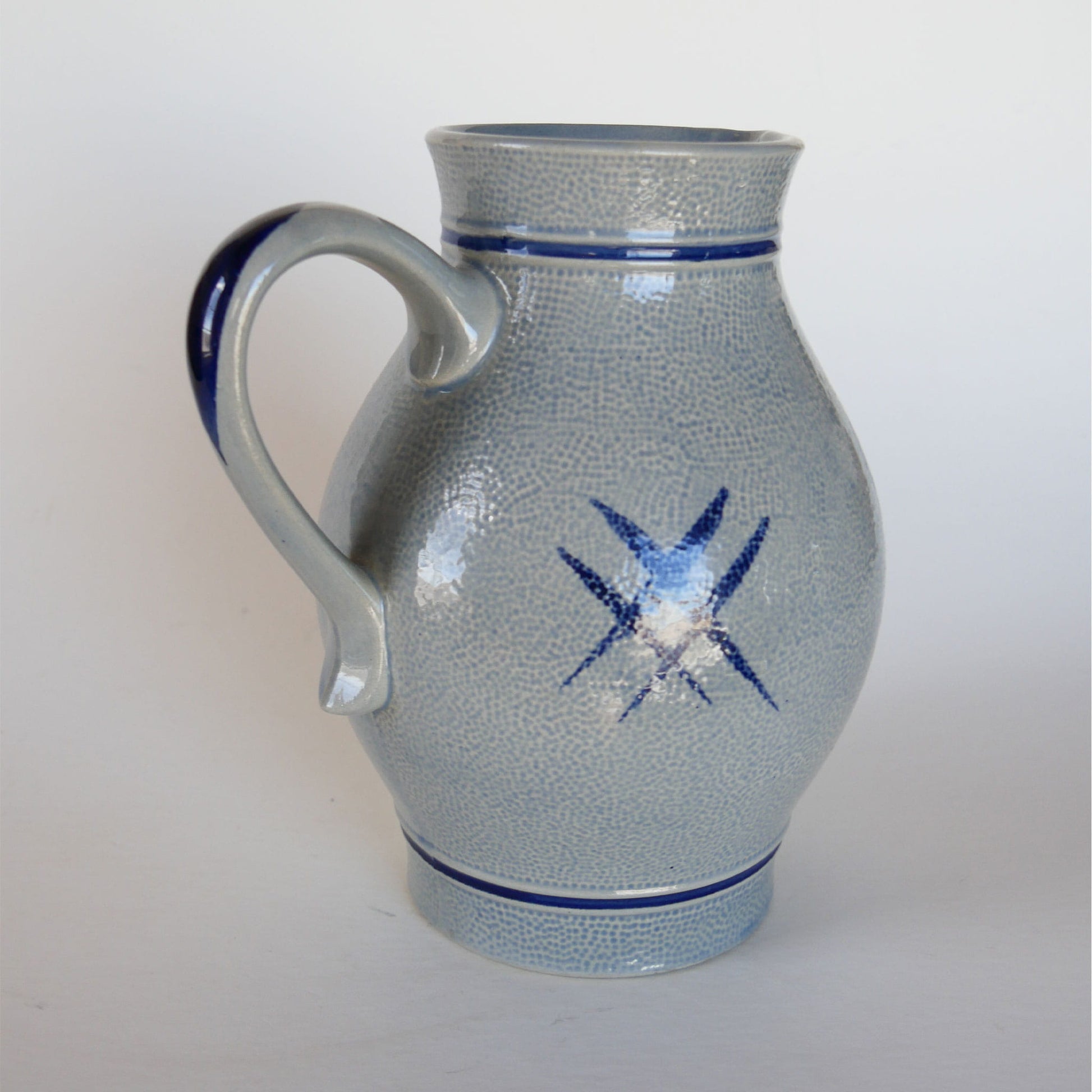 Vintage German Salt Glazed Stoneware Pitcher, Gerzit Staffel, German Stoneware, Blue German Stoneware, Vintage Stoneware Pitcher