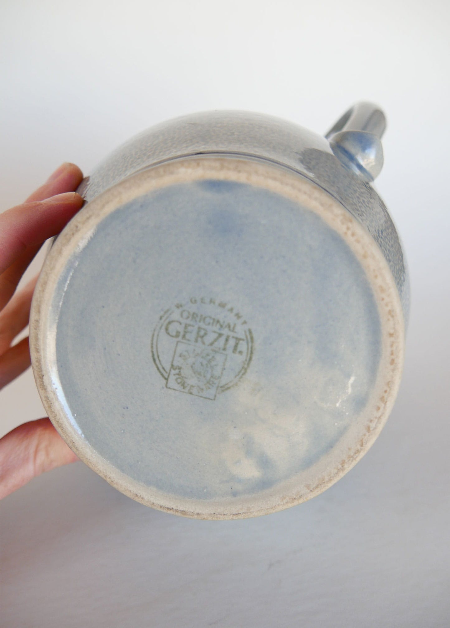 Vintage German Salt Glazed Stoneware Pitcher, Gerzit Staffel, German Stoneware, Blue German Stoneware, Vintage Stoneware Pitcher
