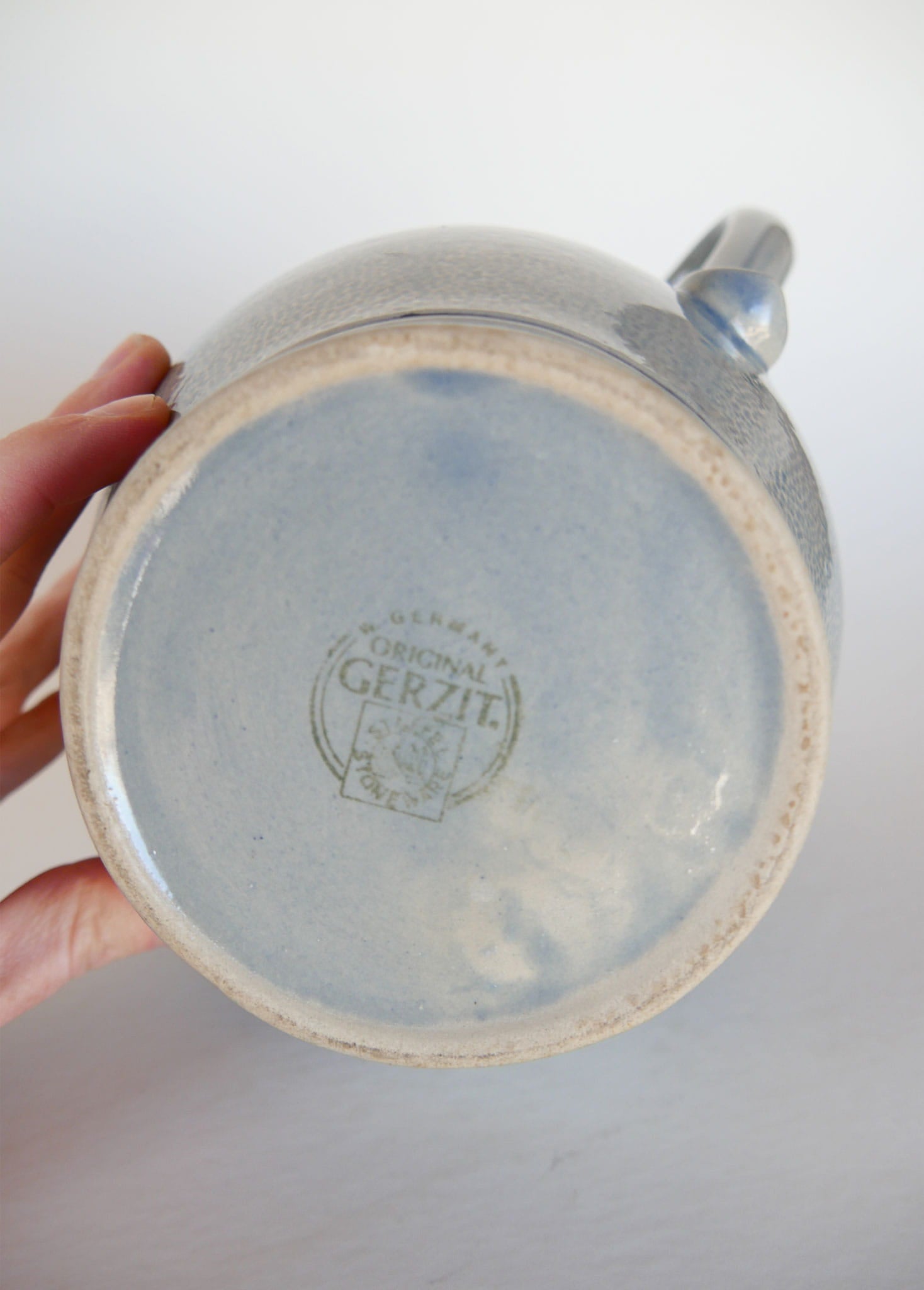 Vintage German Salt Glazed Stoneware Pitcher, Gerzit Staffel, German Stoneware, Blue German Stoneware, Vintage Stoneware Pitcher