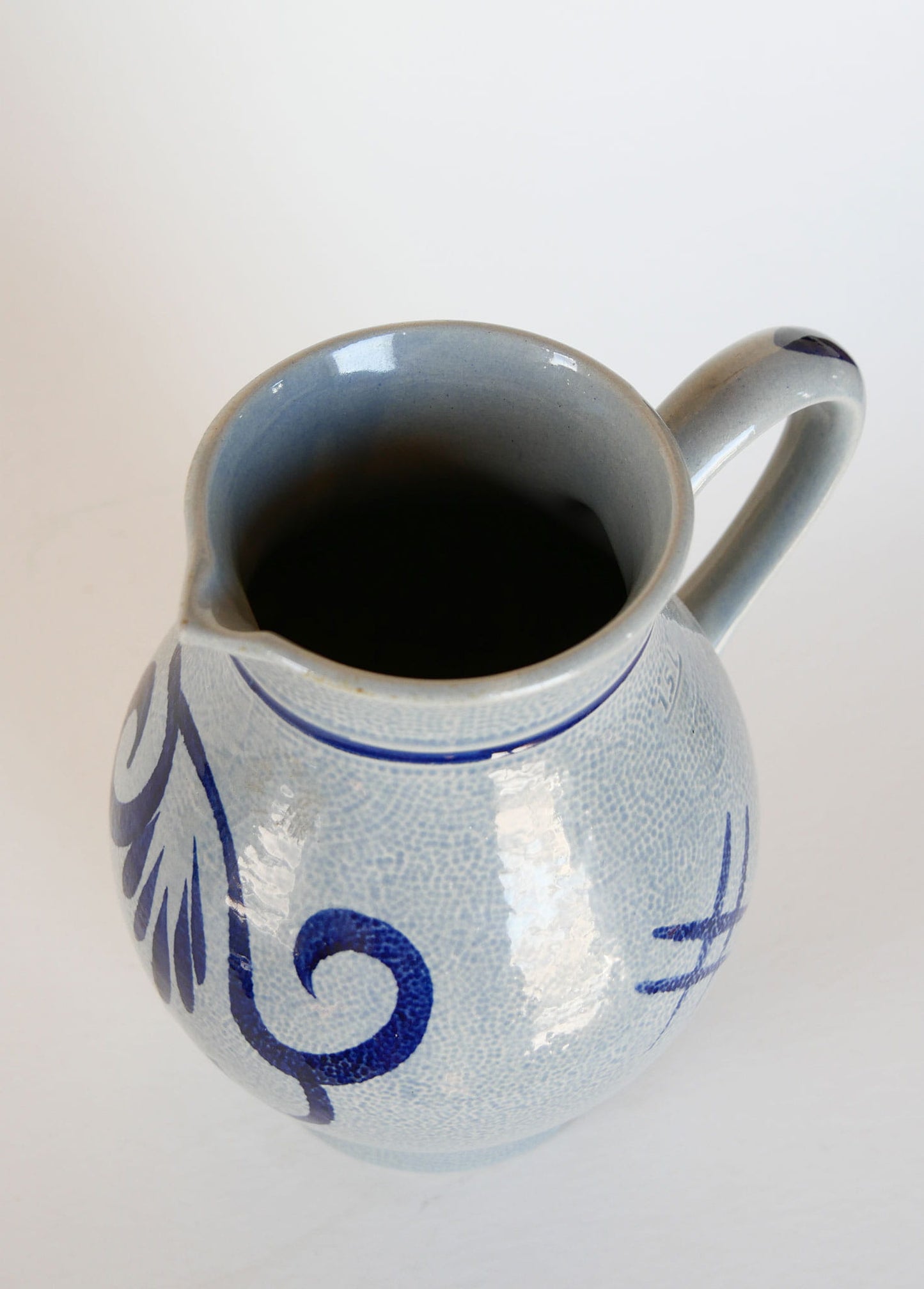 Vintage German Salt Glazed Stoneware Pitcher, Gerzit Staffel, German Stoneware, Blue German Stoneware, Vintage Stoneware Pitcher