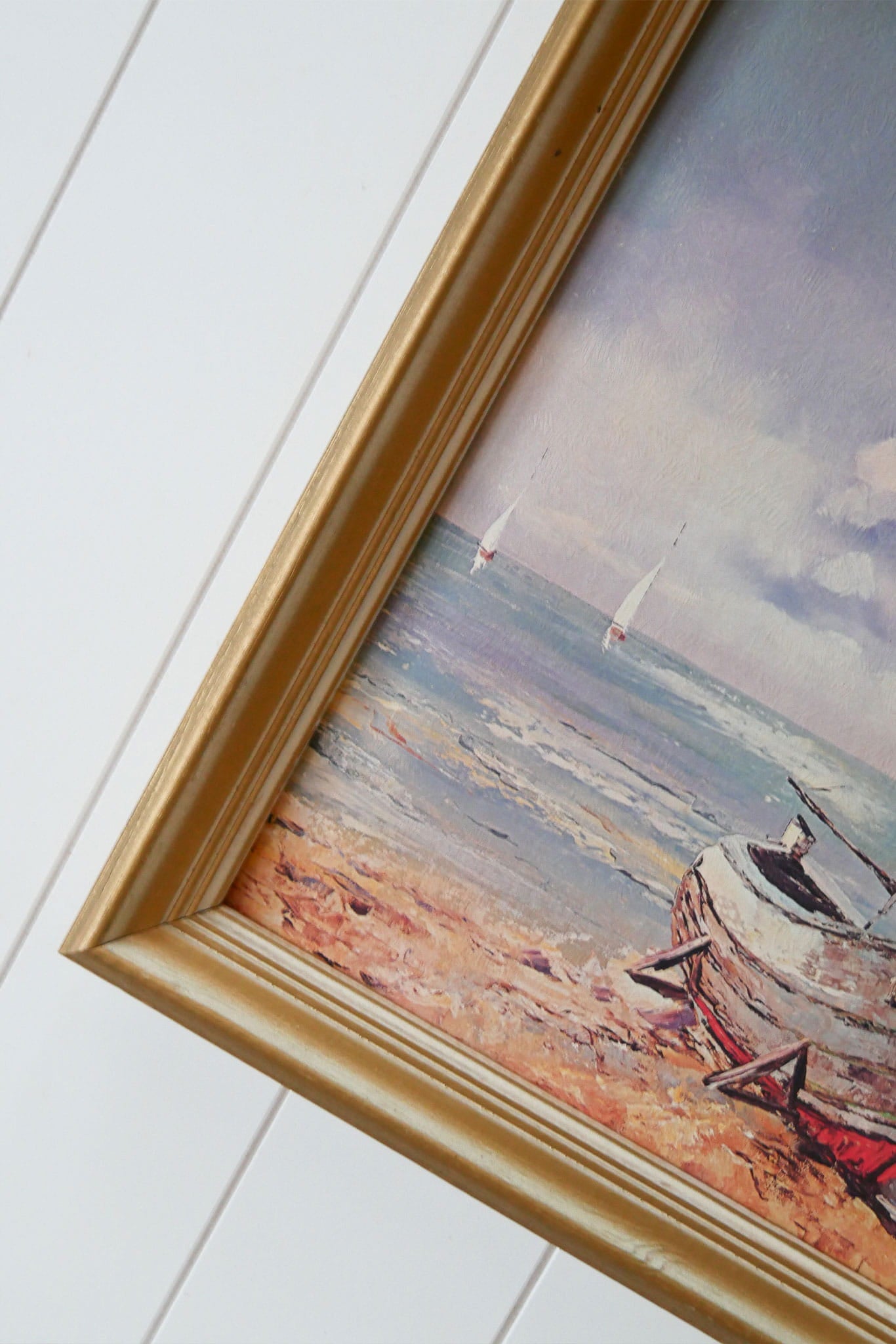 Vintage Gold Framed Sailboat Lithograph, Nautical Artwork, Vintage Sailboat Lithograph, Vintage Sailing Lithograph, Vintage Boat Art, Vintage Nautical Wall Decor