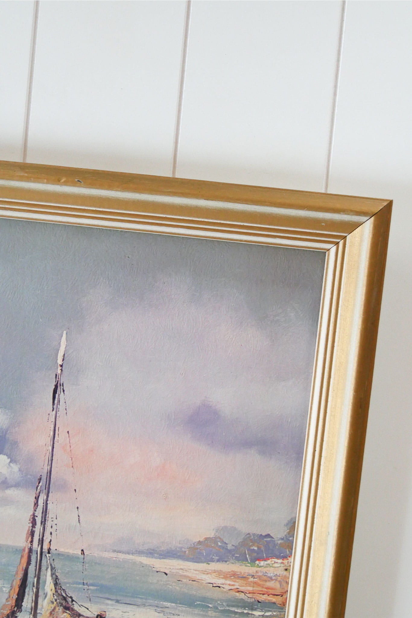 Vintage Gold Framed Sailboat Lithograph, Nautical Artwork, Vintage Sailboat Lithograph, Vintage Sailing Lithograph, Vintage Boat Art, Vintage Nautical Wall Decor