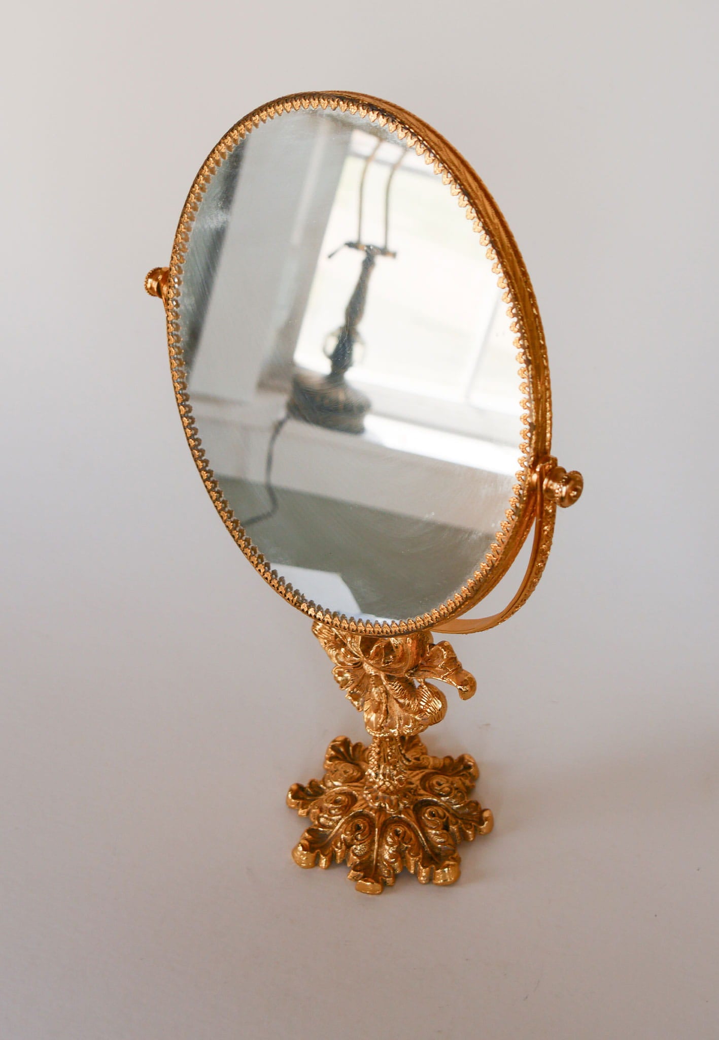 Vintage Hollywood Regency Vanity Mirror, Vintage Gold Mirror, Vintage Gold Vanity Mirror, Vintage Swivel Gold Mirror, Vintage Vanity Mirror, Victorian Vanity Mirror, Ornate Gold Vanity Mirro