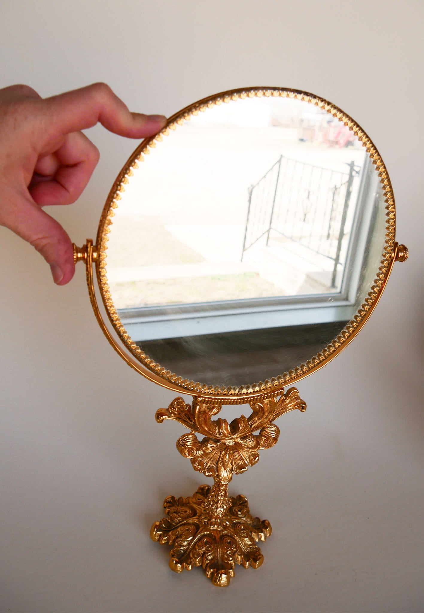 Vintage Hollywood Regency Vanity Mirror, Vintage Gold Mirror, Vintage Gold Vanity Mirror, Vintage Swivel Gold Mirror, Vintage Vanity Mirror, Victorian Vanity Mirror, Ornate Gold Vanity Mirro