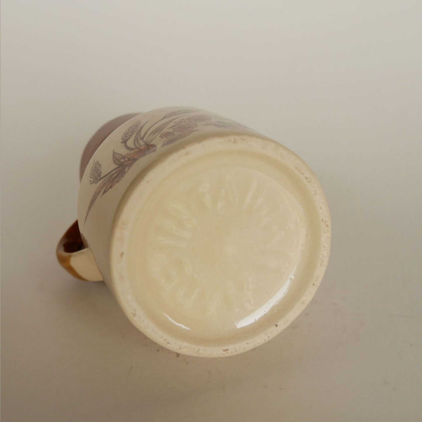 Vintage Golden Wheat Mini Stoneware Pitcher Vintage Farmhouse Stoneware Jug, Vintage Farmhouse Stoneware