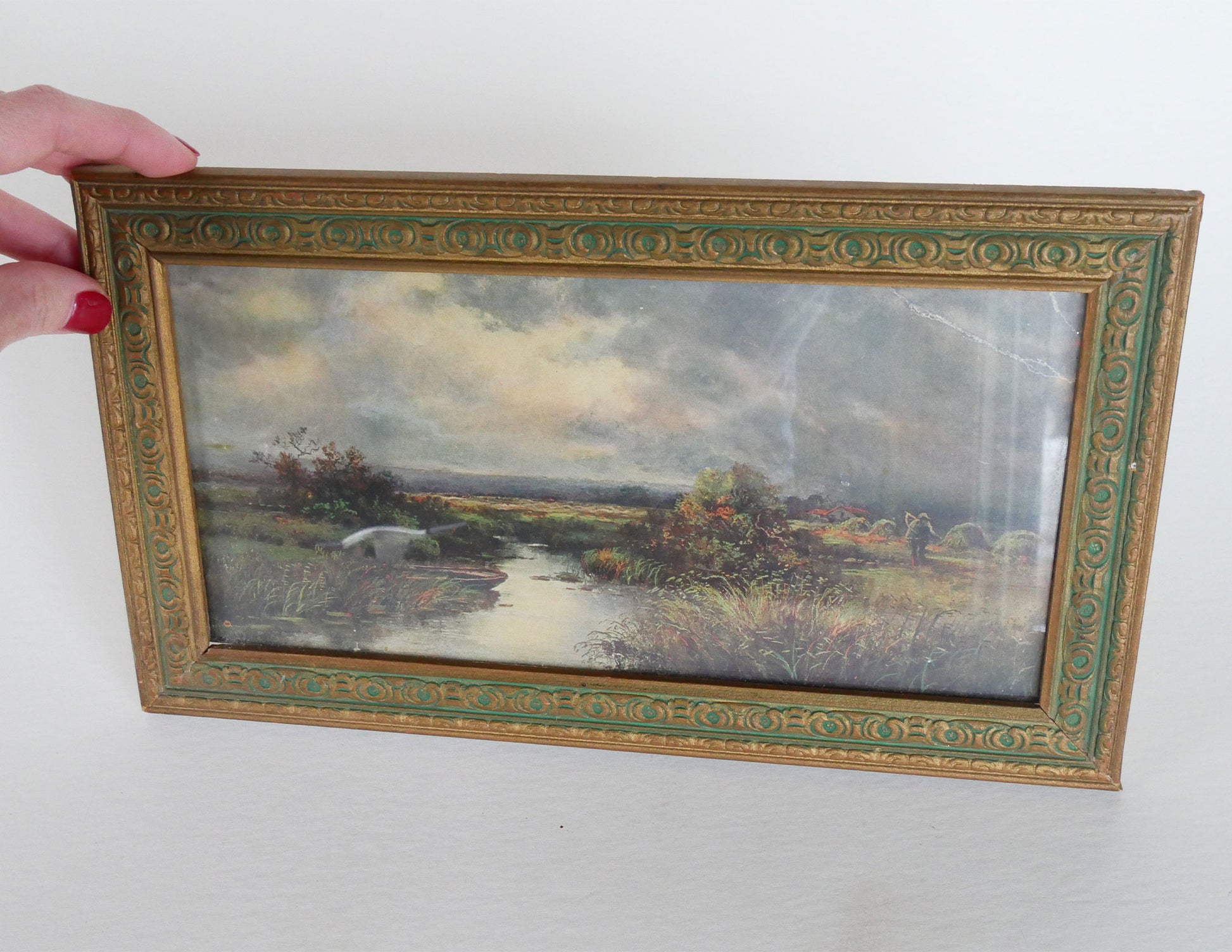 Vintage Lanscape Framed Print, Vintage Landscape Print, Vintage Home Decor, Vintage Farmhouse Decor