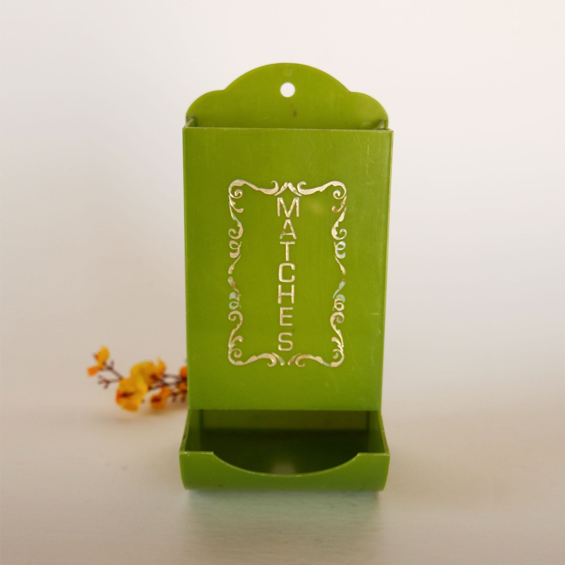 Vintage Green Plastic Wall Mounted Matchbox Holder, Retro Matchbox Holder, Vintage Green Matchbox Holder, Wall Mounted Matchbox Holder, Retro Green Kitchen DEcor, Retro Green Kitchen Wall Decor, Vintage Green Kitchen DEcor