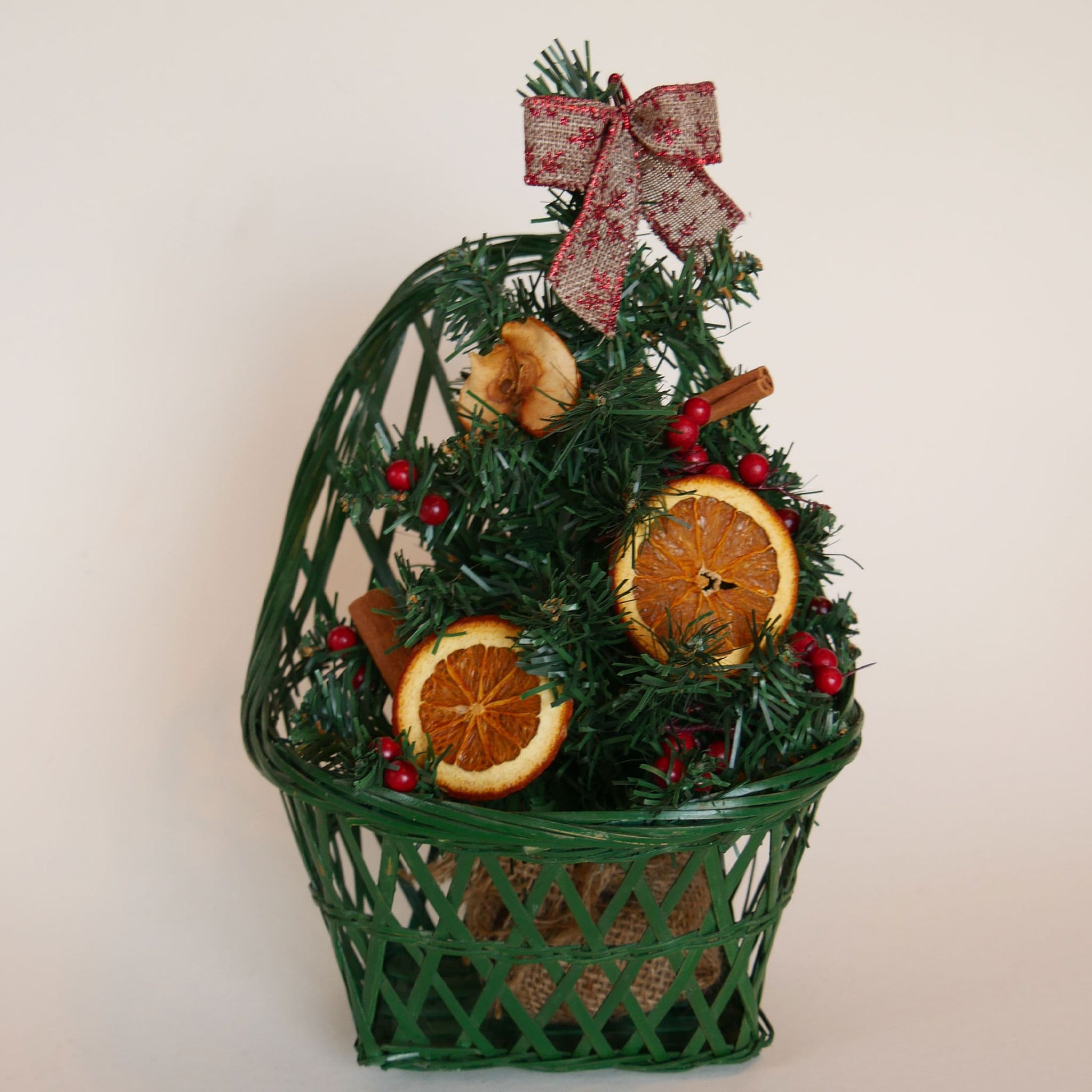 Vintage Green Wicker Basket, Vintage green Hanging Basket