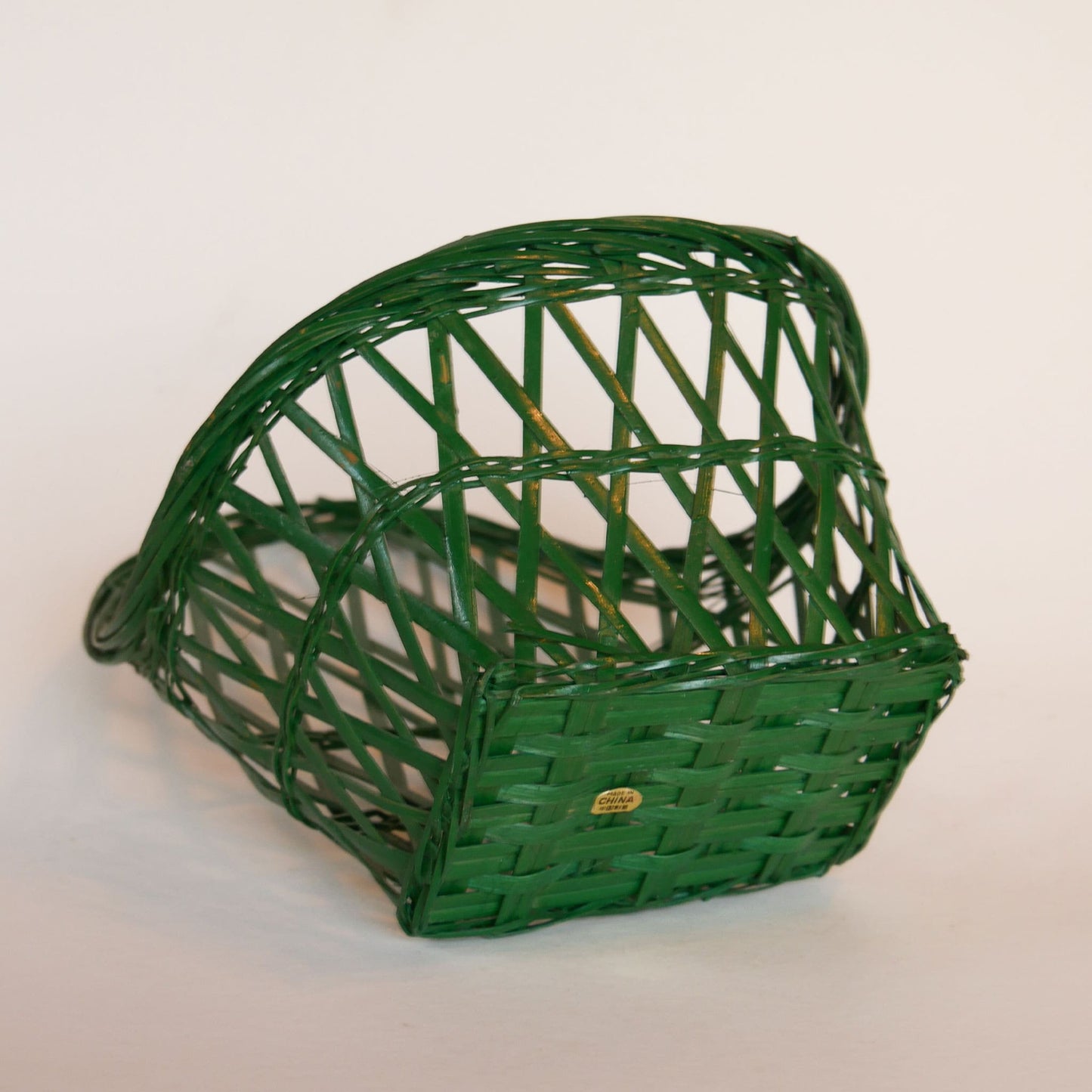 Vintage Green Wicker Basket, Vintage green Hanging Basket