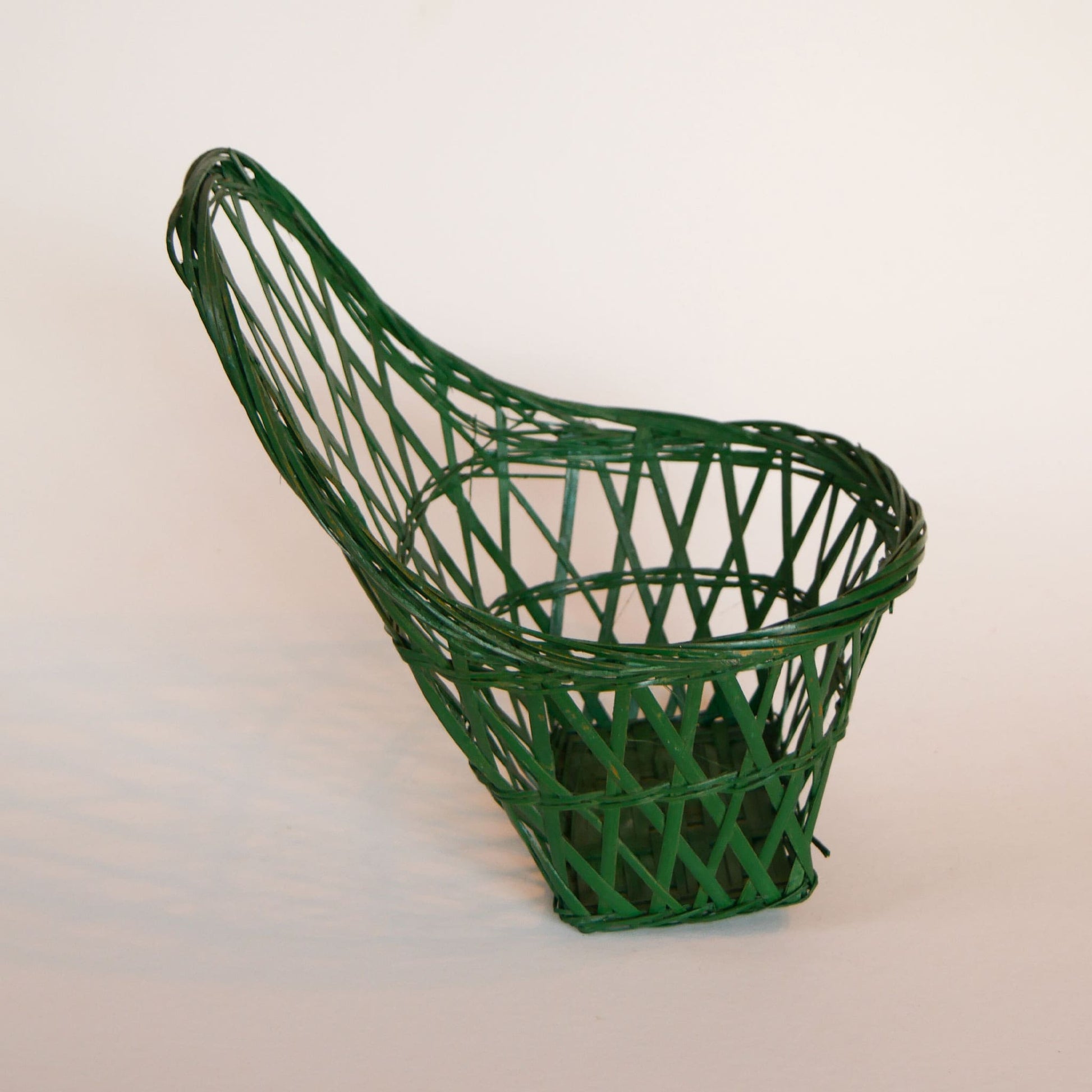 Vintage Green Wicker Basket, Vintage green Hanging Basket