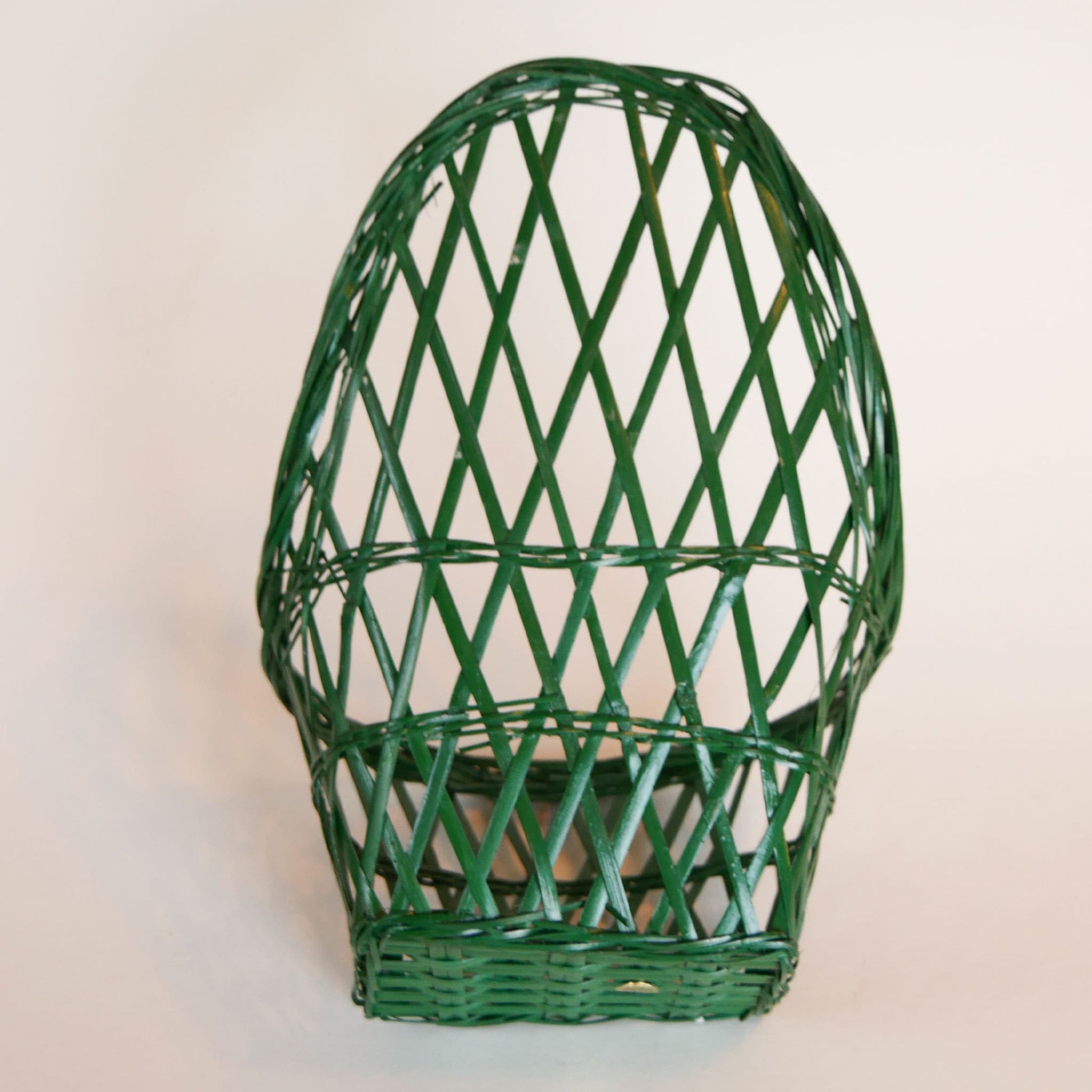 Vintage Green Wicker Basket, Vintage green Hanging Basket