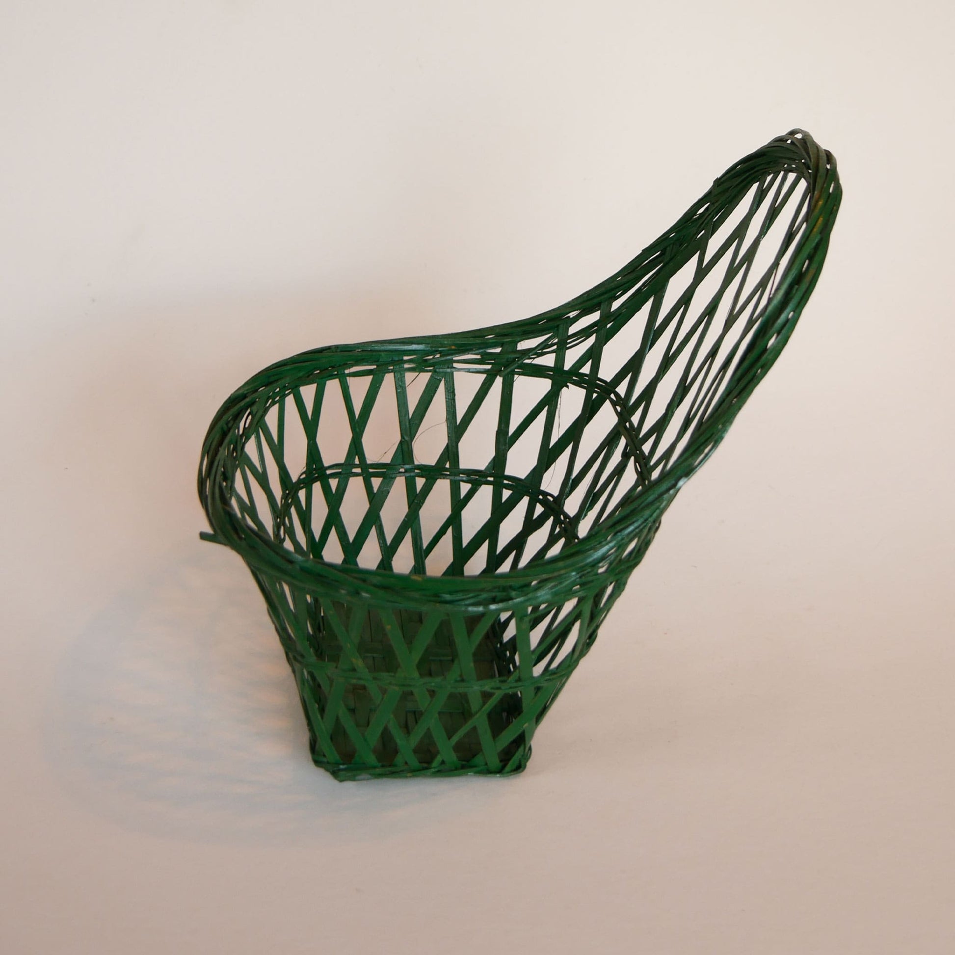 Vintage Green Wicker Basket, Vintage green Hanging Basket