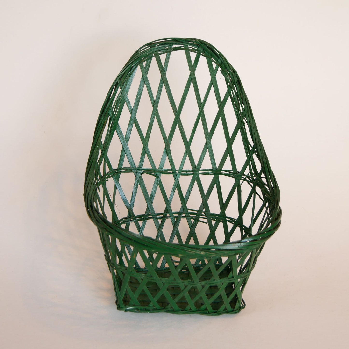 Vintage Green Wicker Basket, Vintage green Hanging Basket