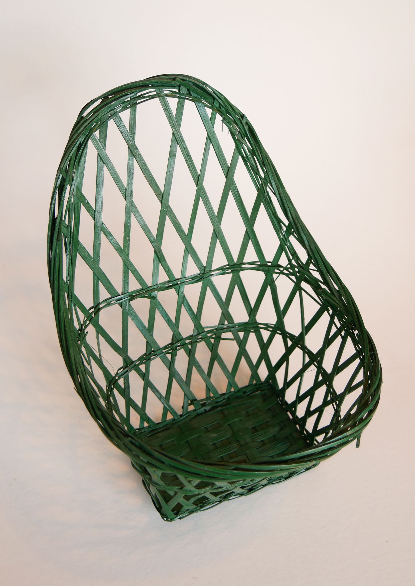 Vintage Green Wicker Basket, Vintage green Hanging Basket