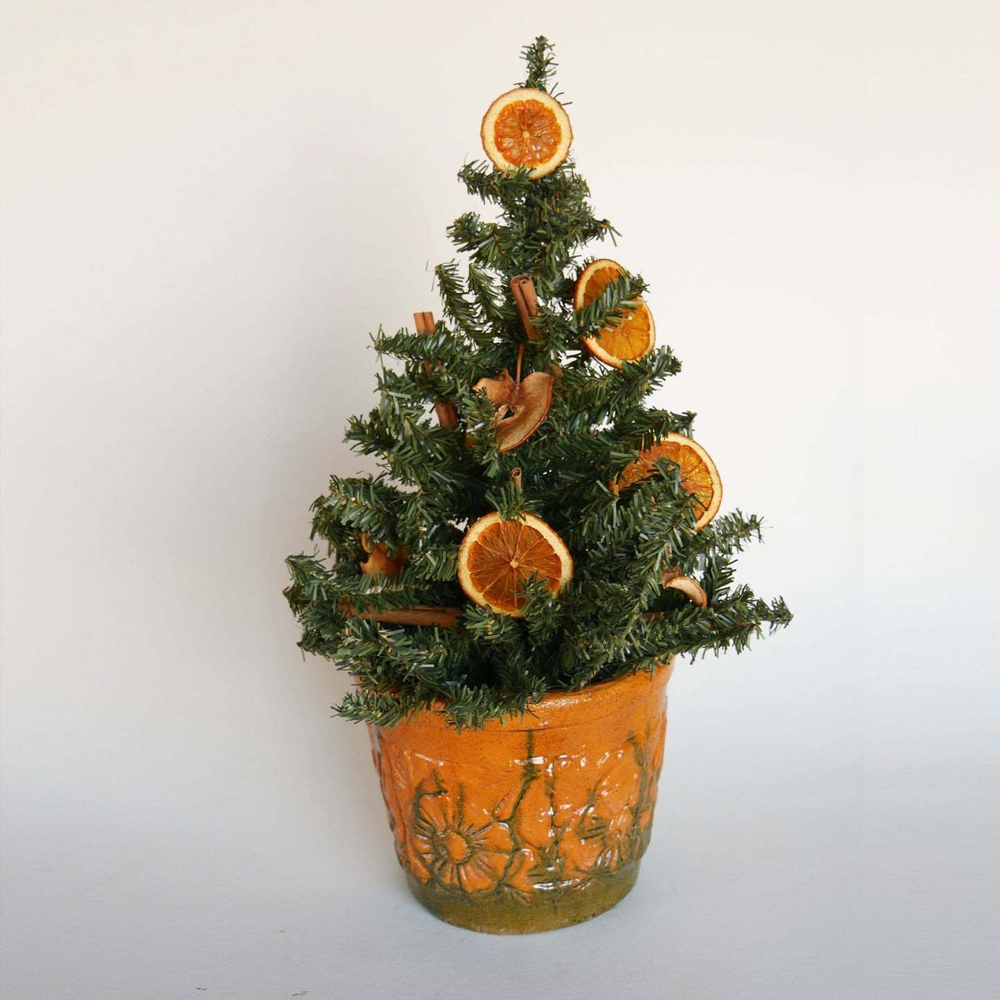 Vintage Orange and Green Pottery Planter, Green and Orange Pottery Planter