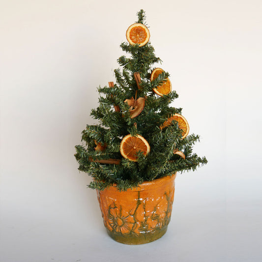 Vintage Orange and Green Pottery Planter, Green and Orange Pottery Planter