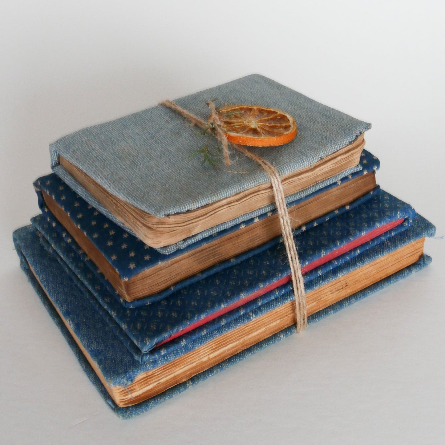 Vintage Fabric Covered Book Set, Vintage Books, Vintage Home Decor, Vintage Cottage Decor