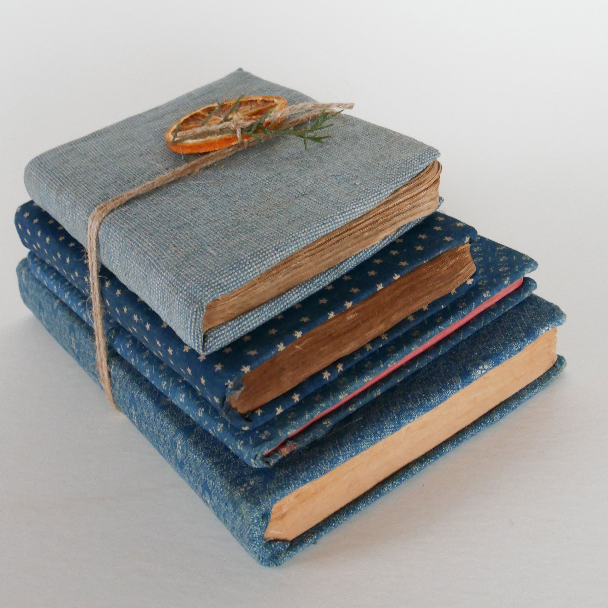Vintage Fabric Covered Book Set, Vintage Books, Vintage Home Decor, Vintage Cottage Decor