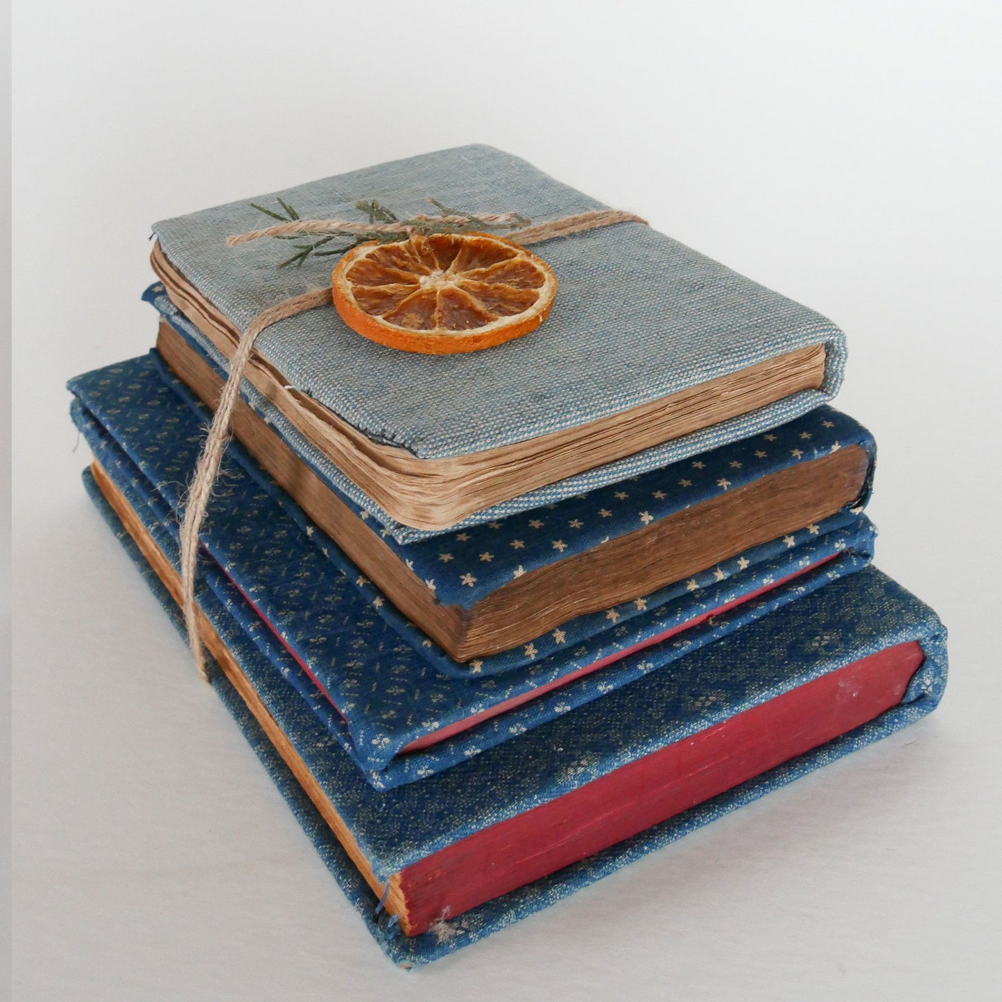 Vintage Fabric Covered Book Set, Vintage Books, Vintage Home Decor, Vintage Cottage Decor