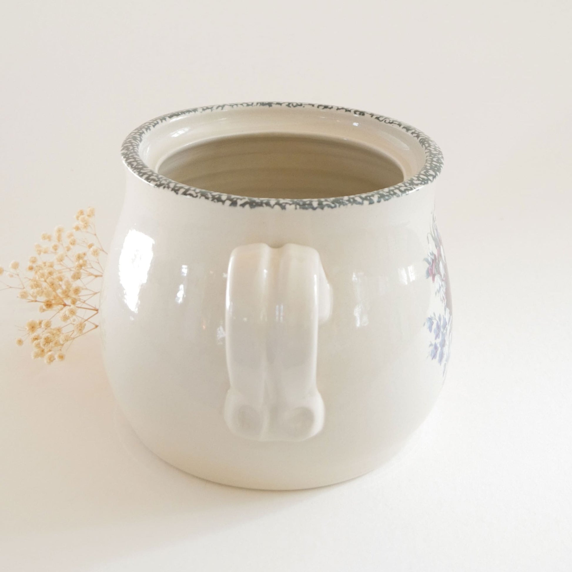 Large Vintage Home & Garden Party Floral Stoneware Jar, Vintage Floral Stoneware, Cottagecore Stoneware