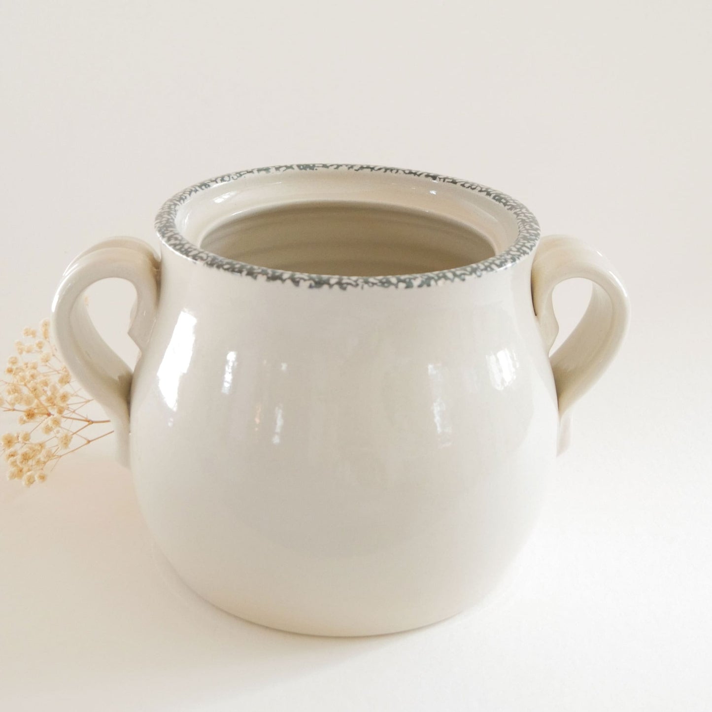 Large Vintage Home & Garden Party Floral Stoneware Jar, Vintage Floral Stoneware, Cottagecore Stoneware