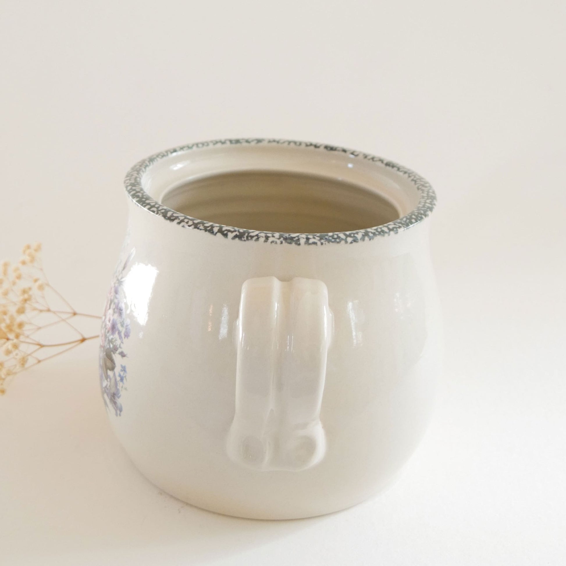 Large Vintage Home & Garden Party Floral Stoneware Jar, Vintage Floral Stoneware, Cottagecore Stoneware