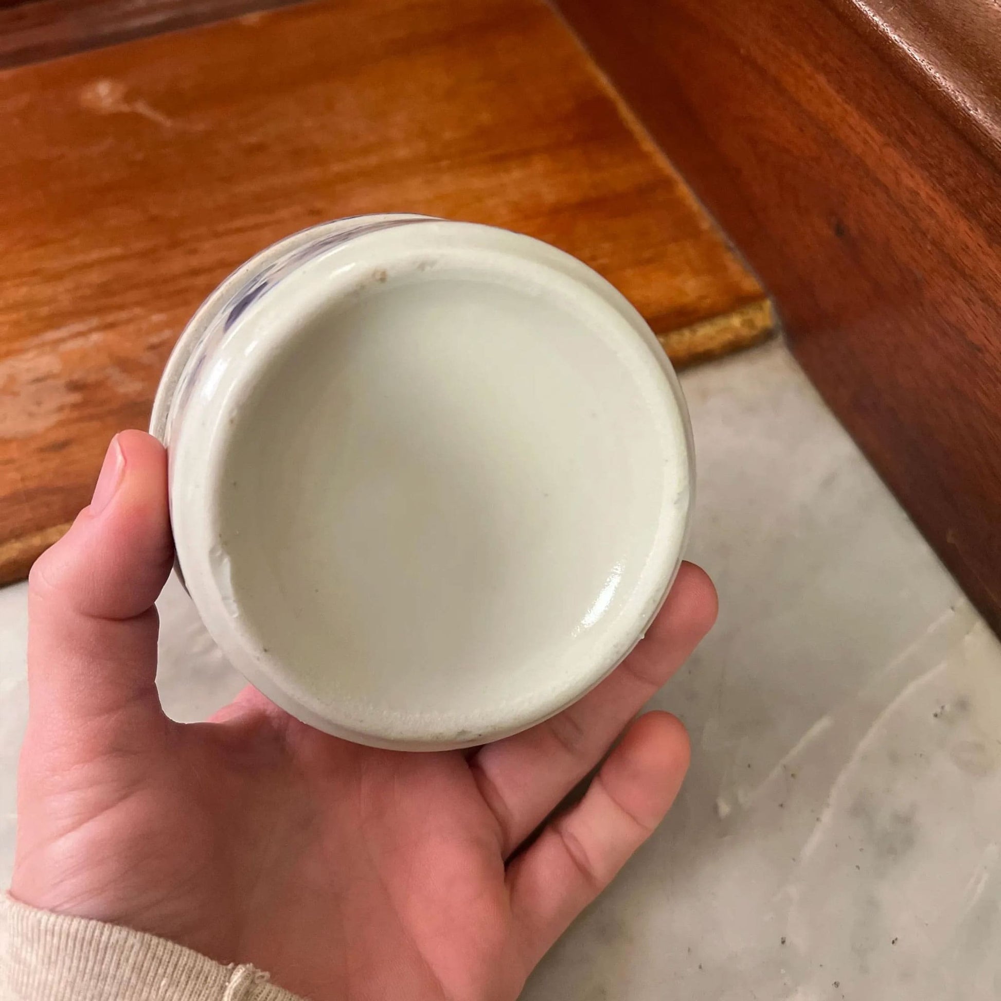 Vintage Hand Painted Porcelian Jewelry Box, Blue and White Porcelian Tricket Dish