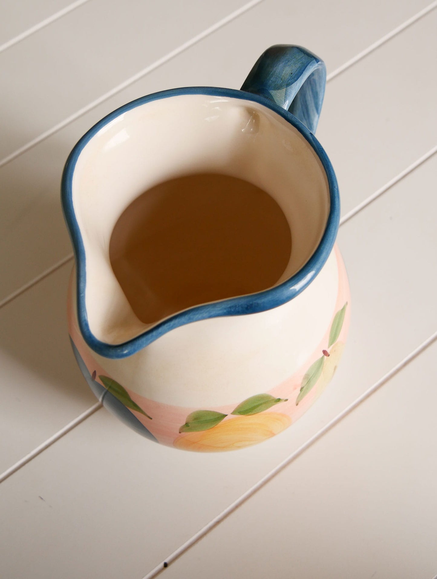 Vintage Hand Painted Fruit Motif Pitcher, VIntage Kitchen Pitcher, Vintage Pouring Pitcher, Vintage Fruit Design pitcher, Country Kitchen Pitcher, Vintage Kitchen Decor, Vintage Spring Kitchen Decor