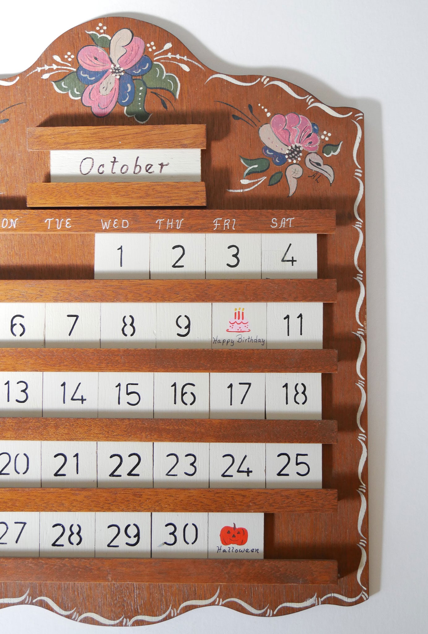 Vintage Hand Painted Perpetual Wood Calendar, Vintage Wood Calendar, Vintage Hand Painted Wood Calendar