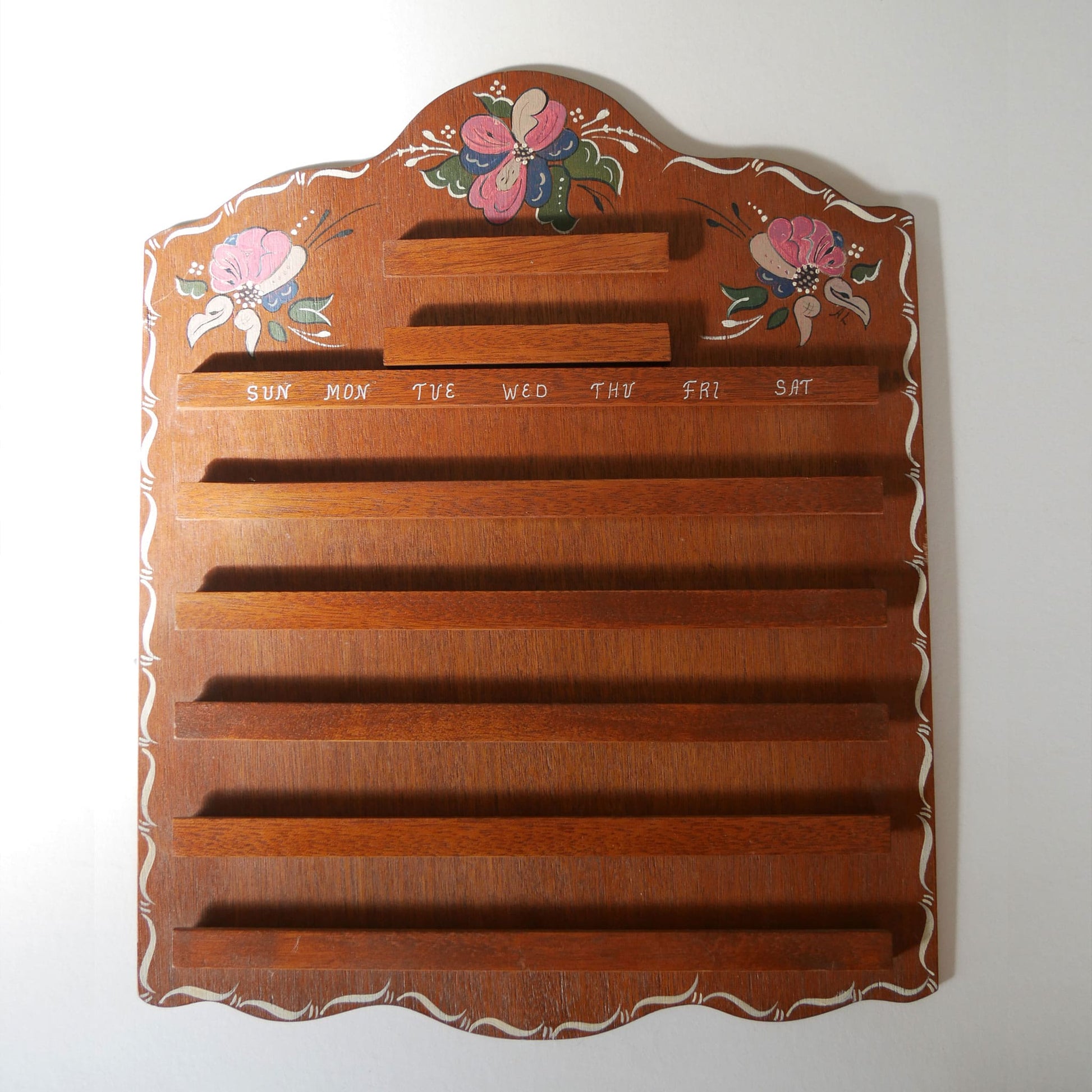 Vintage Hand Painted Perpetual Wood Calendar, Vintage Wood Calendar, Vintage Hand Painted Wood Calendar