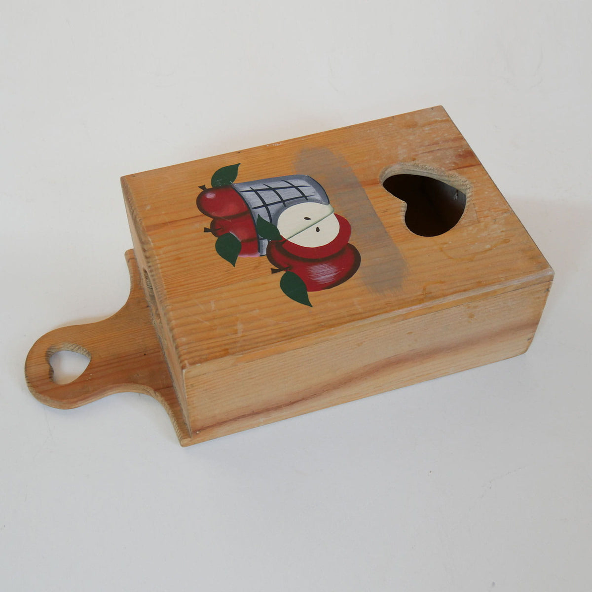 Vintage Wooden Plastic Bag Holder, Apple Motif, Vintage Cottagecore Apple Decor, Vintage Apple Decor, Vintage Kitchen Apple Decor, Vintage Wood Bag Holder, Vintage Plastic Bag Holder, Vintage Grocery Sack Holder