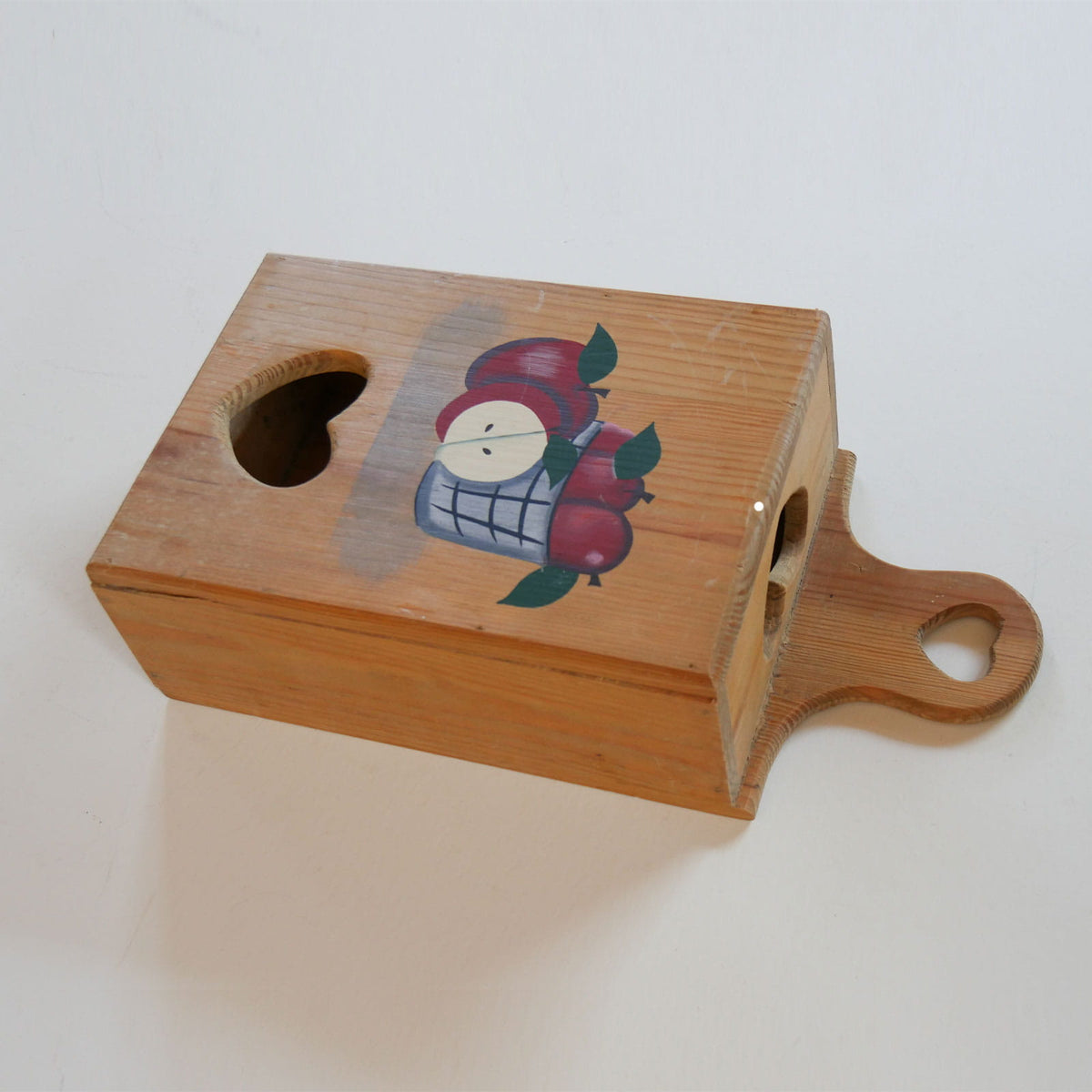 Vintage Wooden Plastic Bag Holder, Apple Motif, Vintage Cottagecore Apple Decor, Vintage Apple Decor, Vintage Kitchen Apple Decor, Vintage Wood Bag Holder, Vintage Plastic Bag Holder, Vintage Grocery Sack Holder