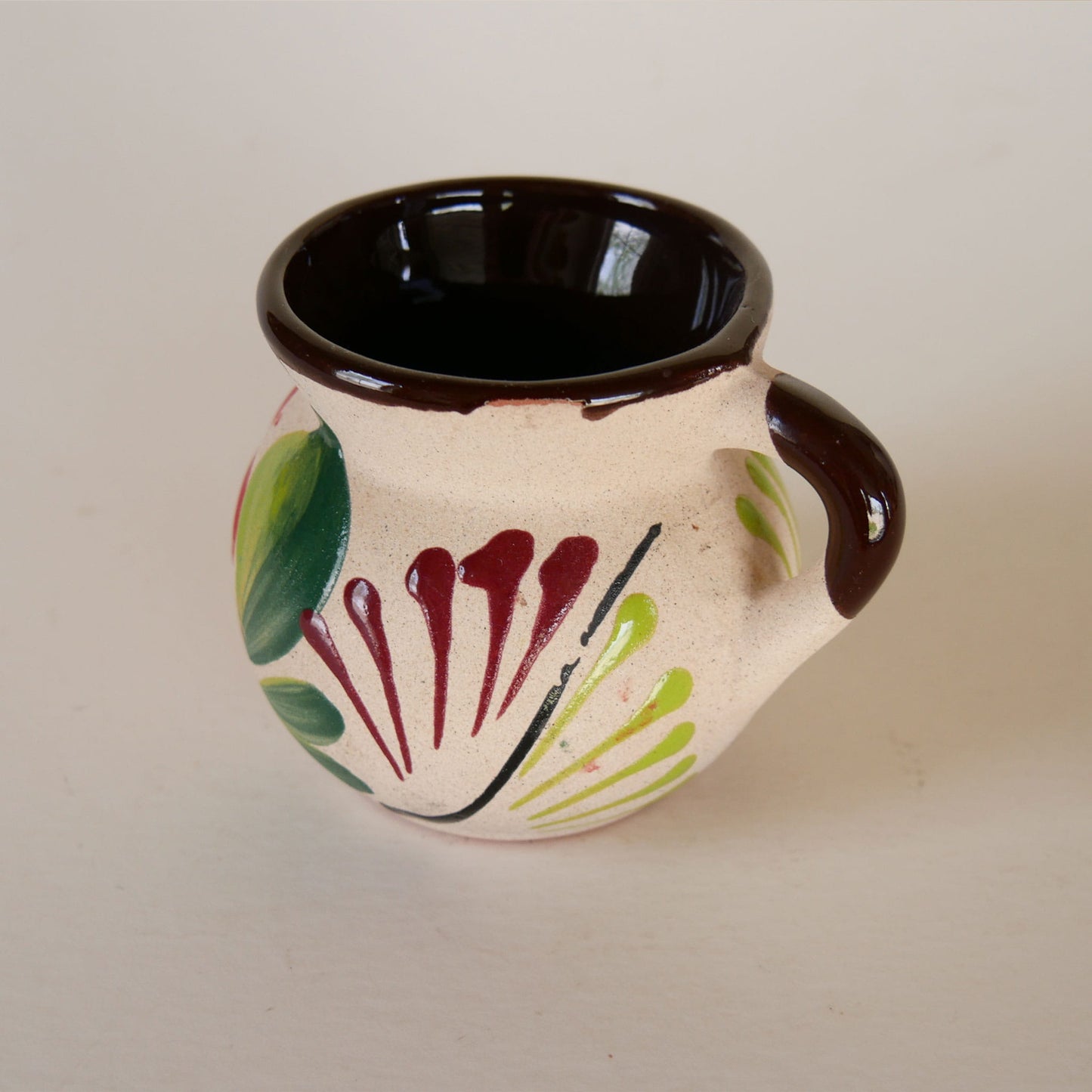 Handmade Southwestern Floral Vase, Mexican Terracottage Vase, Vintage Handmade Southwestern Folk Vase, Vintage Folk Vase