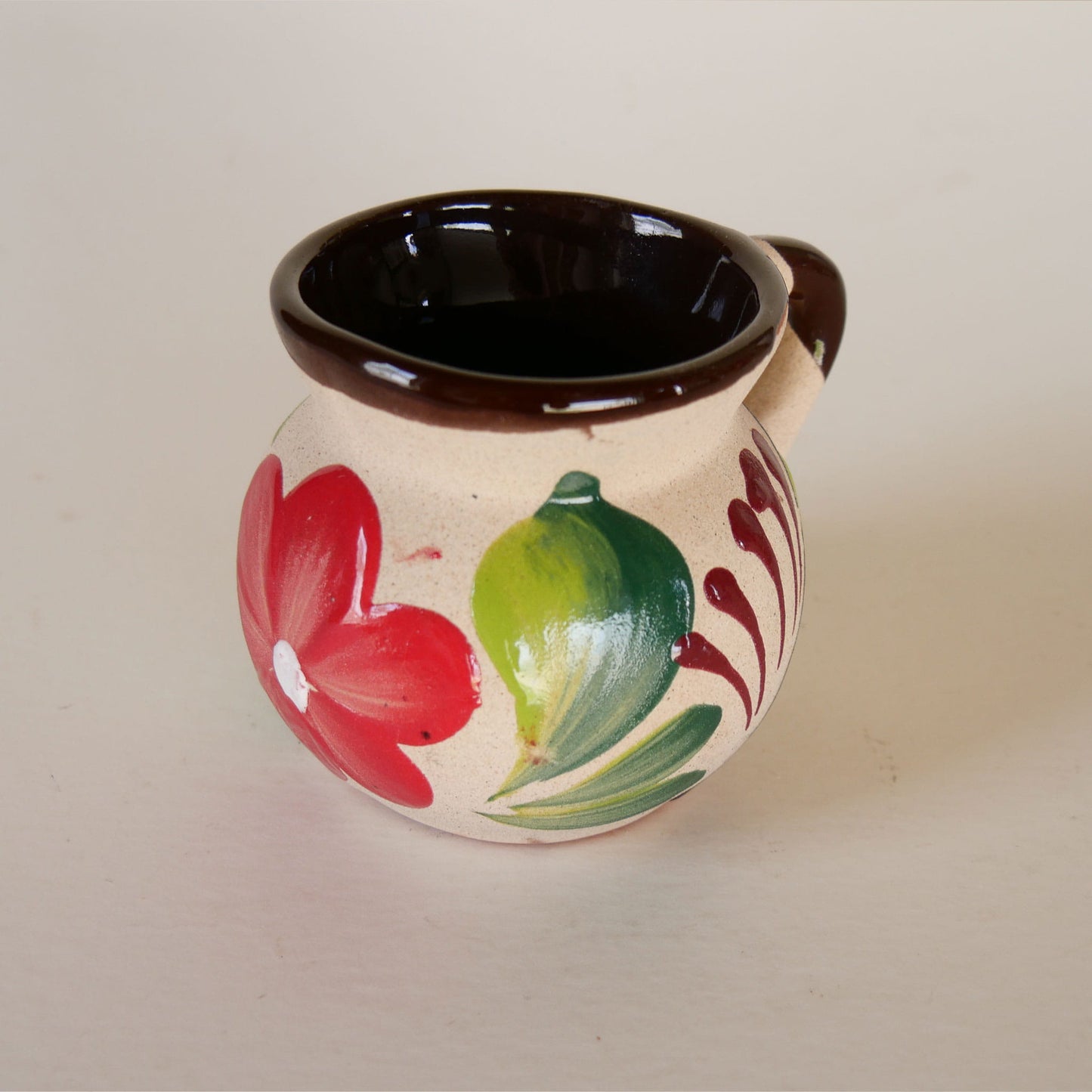 Handmade Southwestern Floral Vase, Mexican Terracottage Vase, Vintage Handmade Southwestern Folk Vase, Vintage Folk Vase