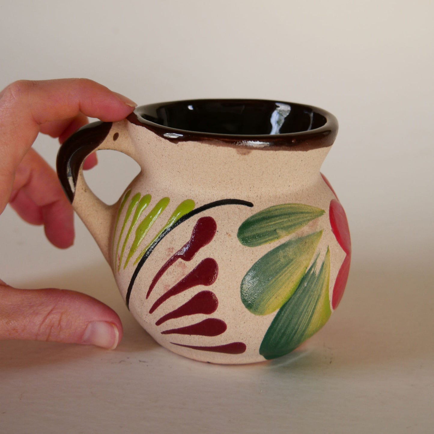 Handmade Southwestern Floral Vase, Mexican Terracottage Vase, Vintage Handmade Southwestern Folk Vase, Vintage Folk Vase