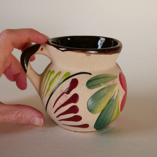 Handmade Southwestern Floral Vase, Mexican Terracottage Vase, Vintage Handmade Southwestern Folk Vase, Vintage Folk Vase